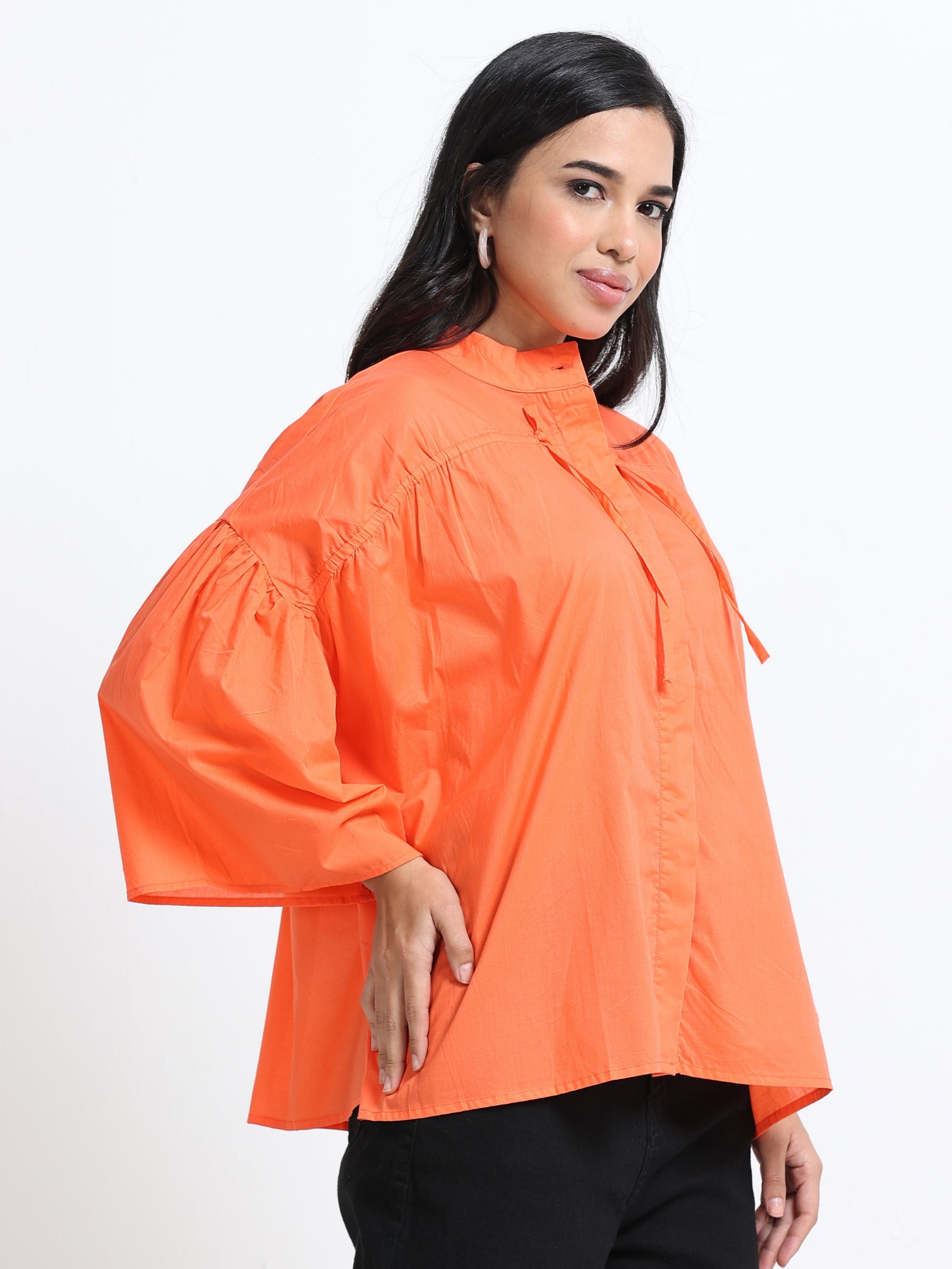 Women Cotton Oversized Coral Top