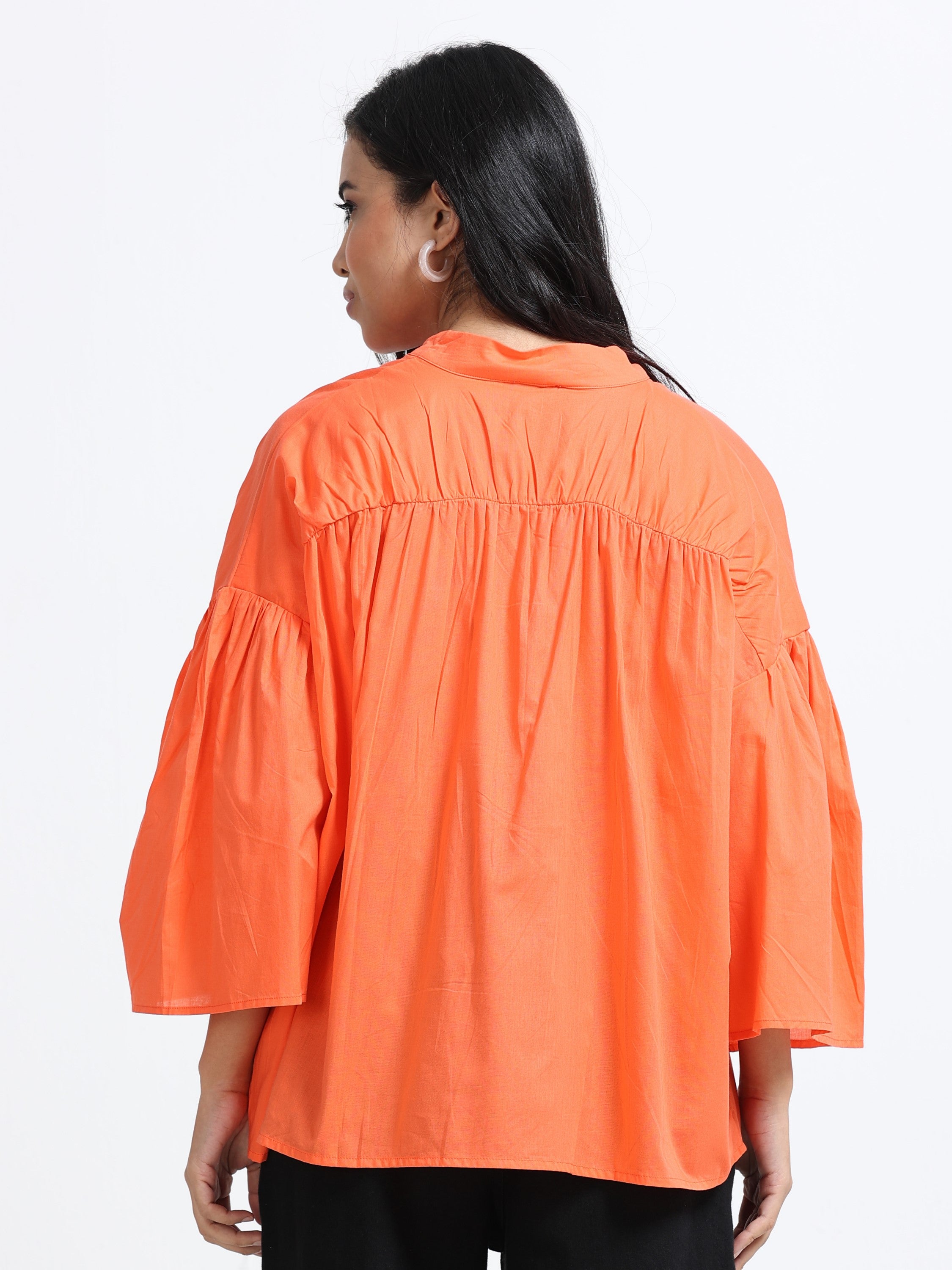 Women Cotton Oversized Coral Top