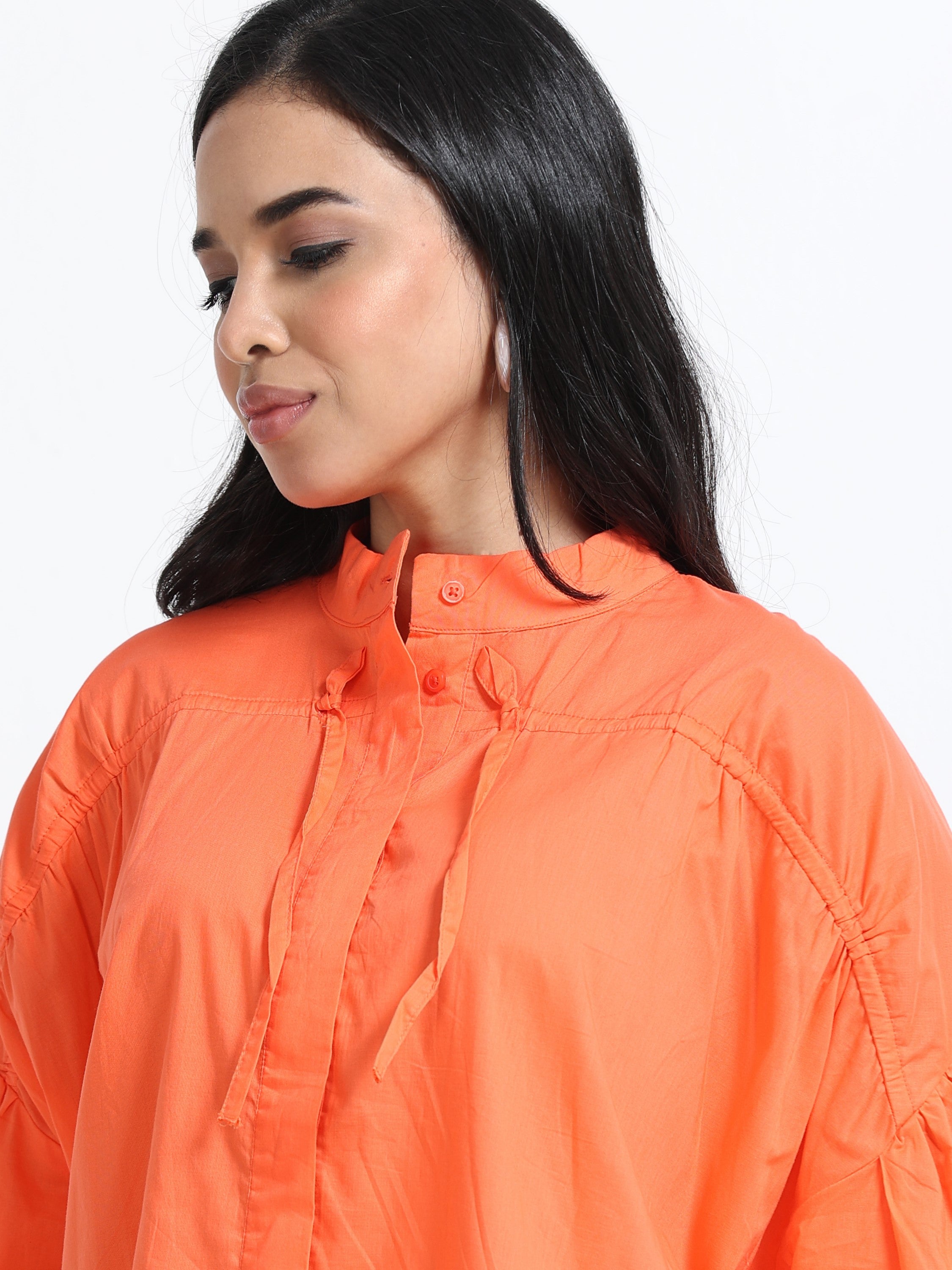 Women Cotton Oversized Coral Top
