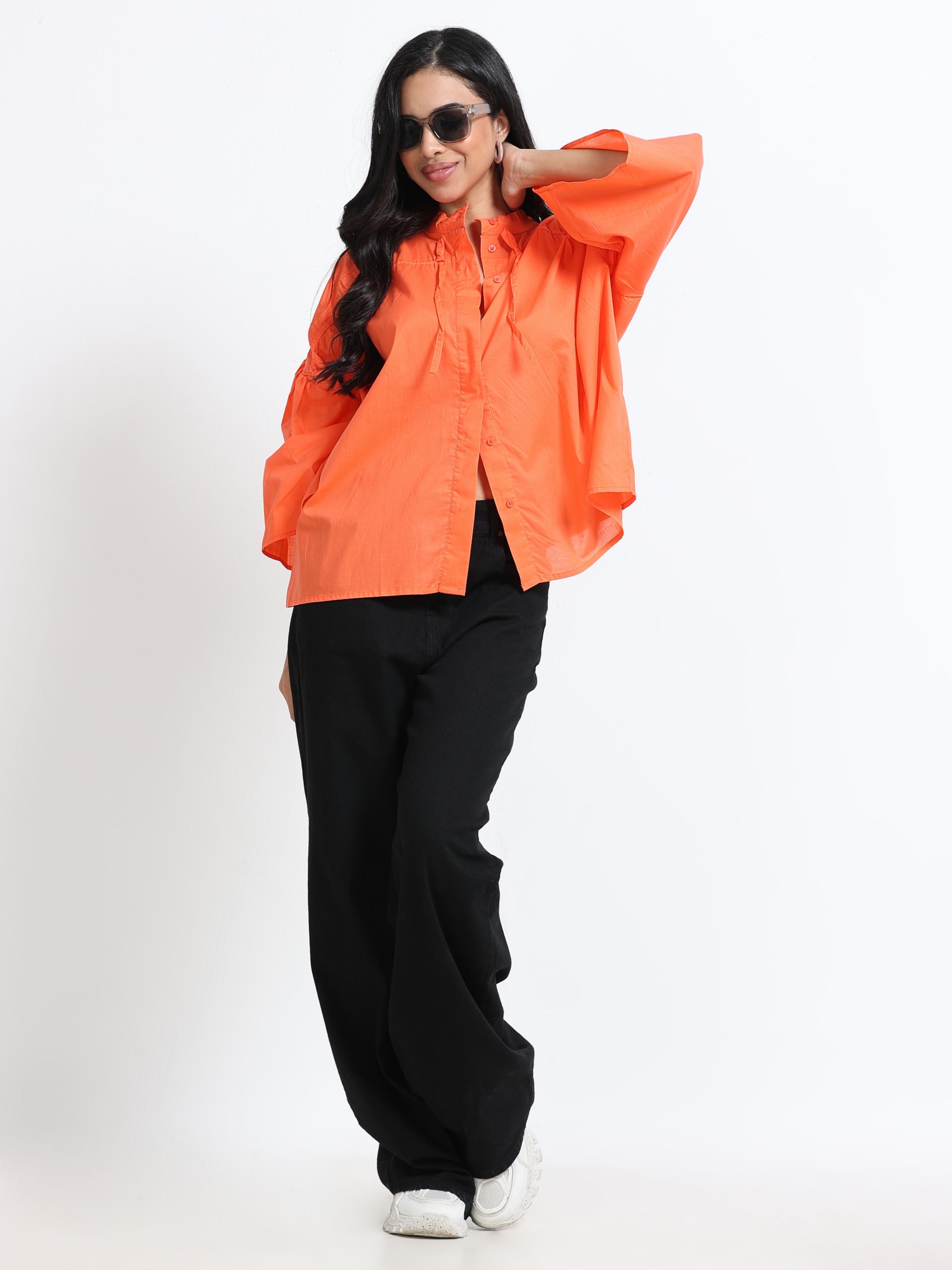 Women Cotton Oversized Coral Top