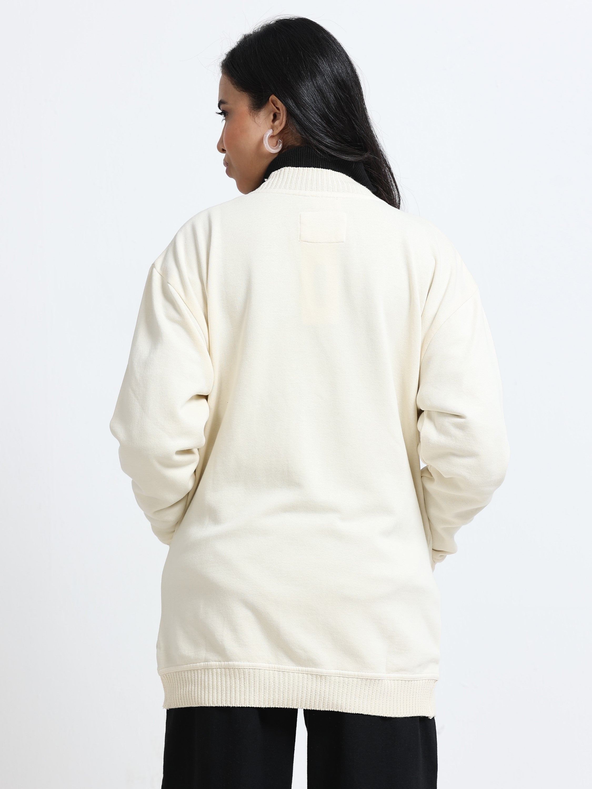 Women Off-White Oversized Cardigan