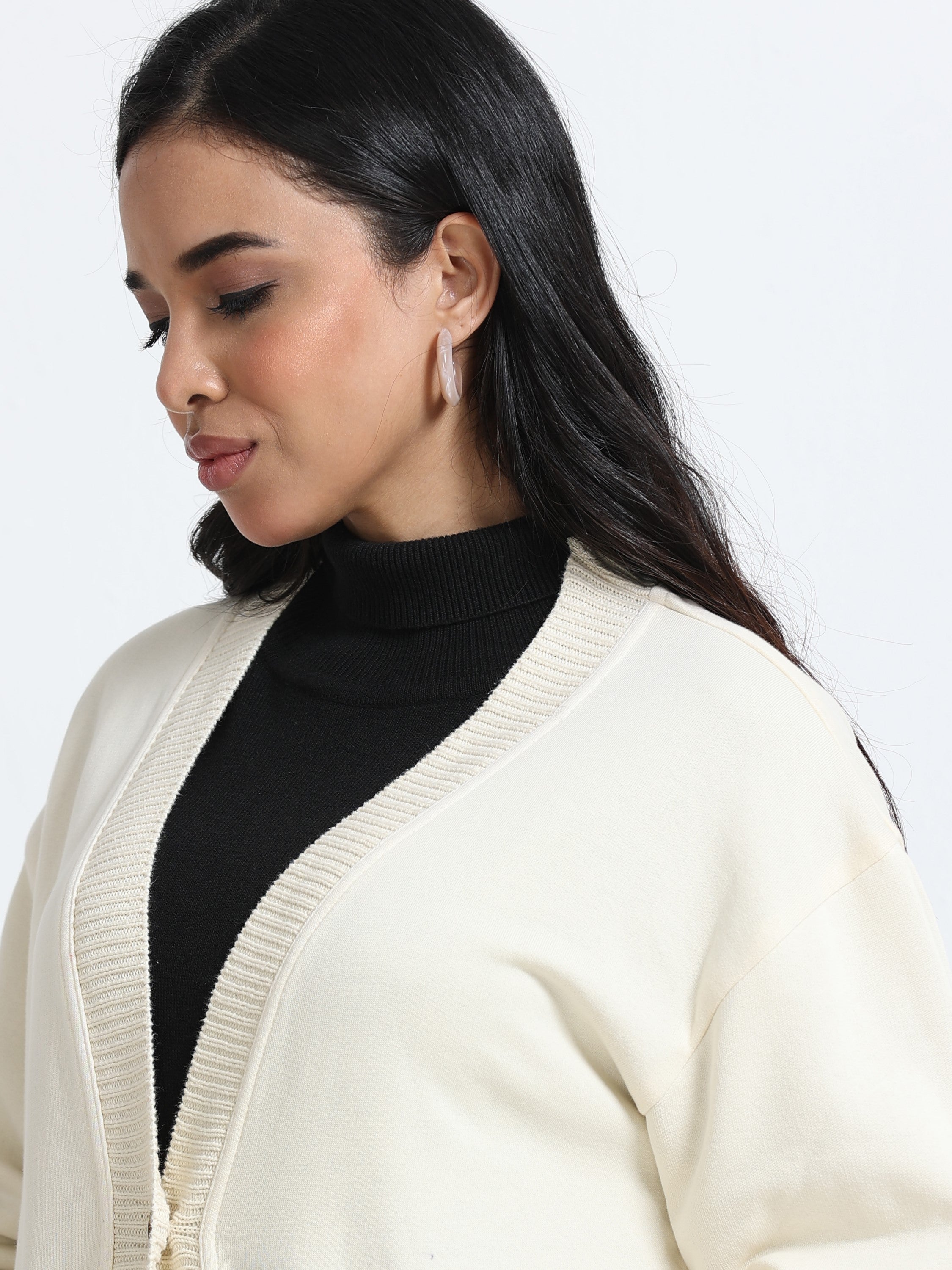 Women Off-White Oversized Cardigan