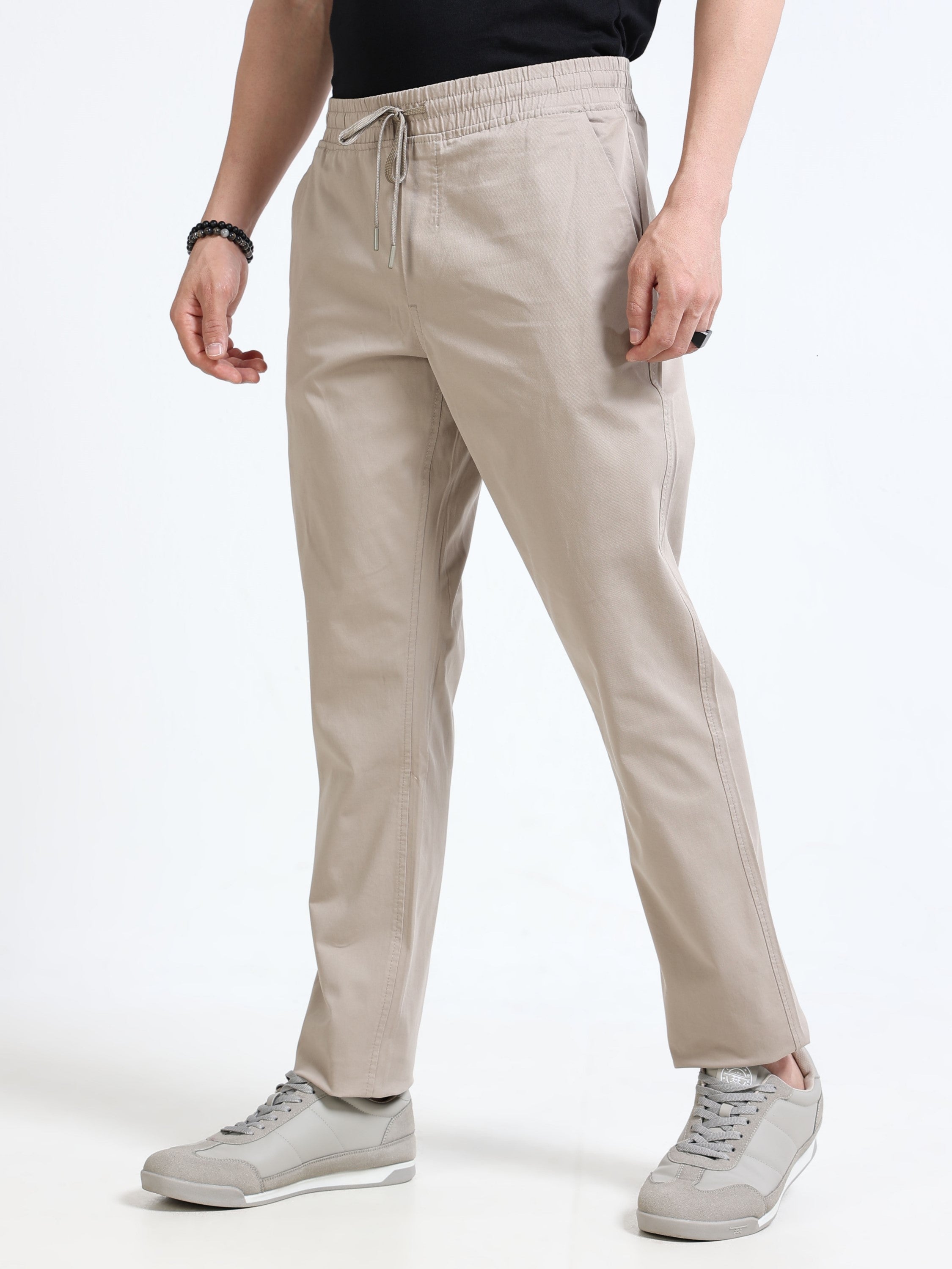 Men Beige Regular Fit Lounge Pants