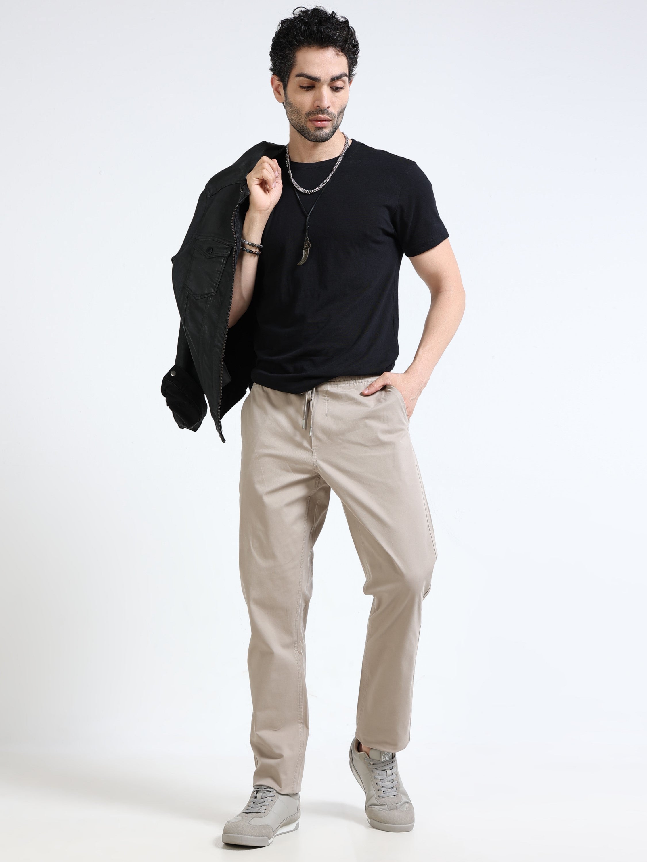 Men Beige Regular Fit Lounge Pants