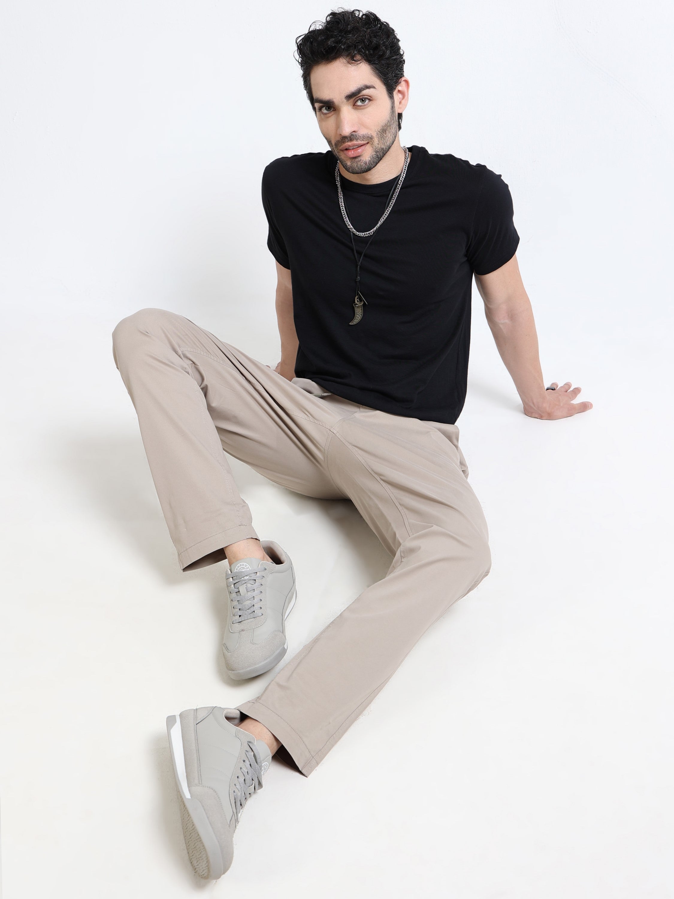Men Beige Regular Fit Lounge Pants