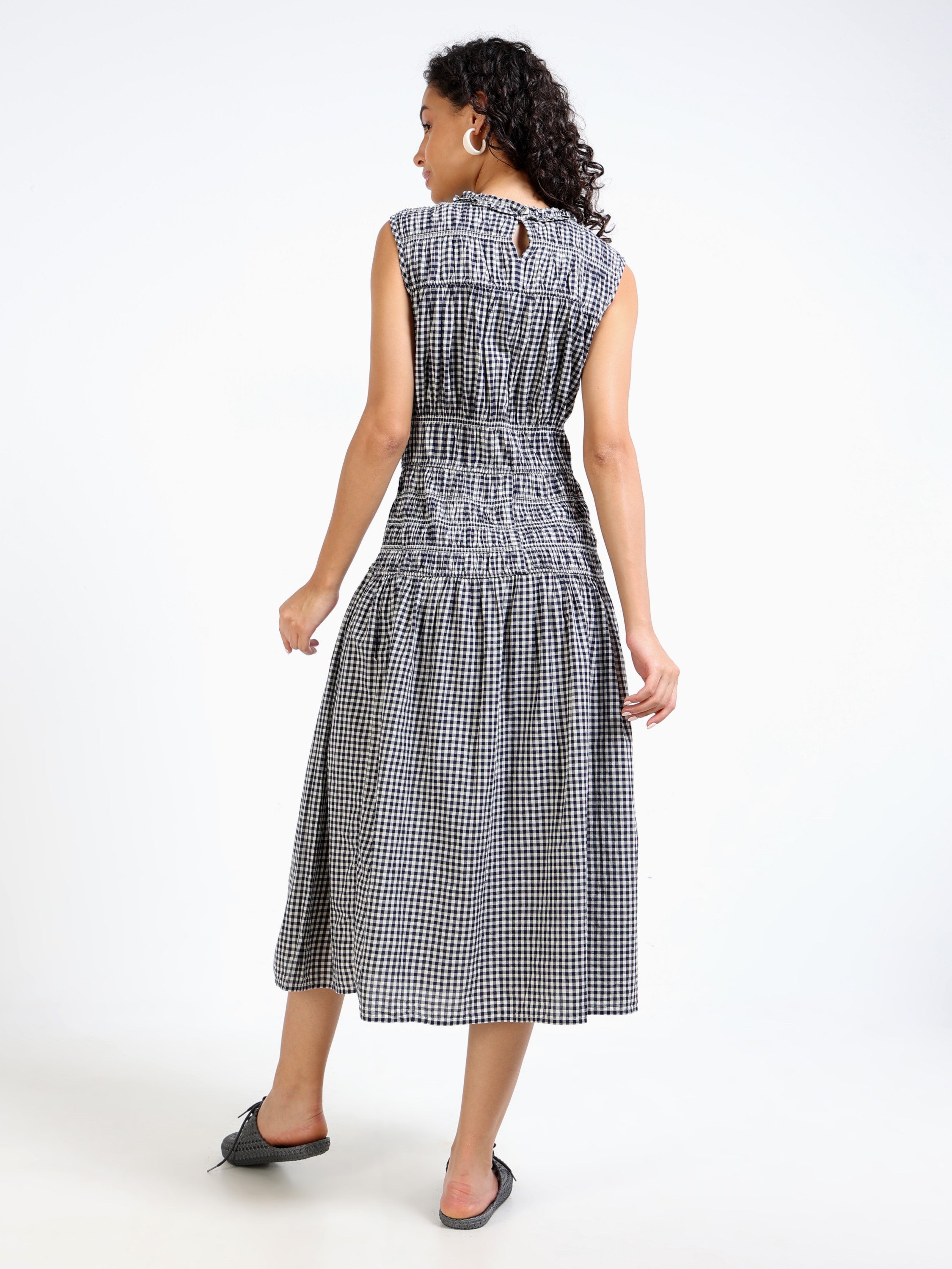 Women Black & White check Maxi Dress