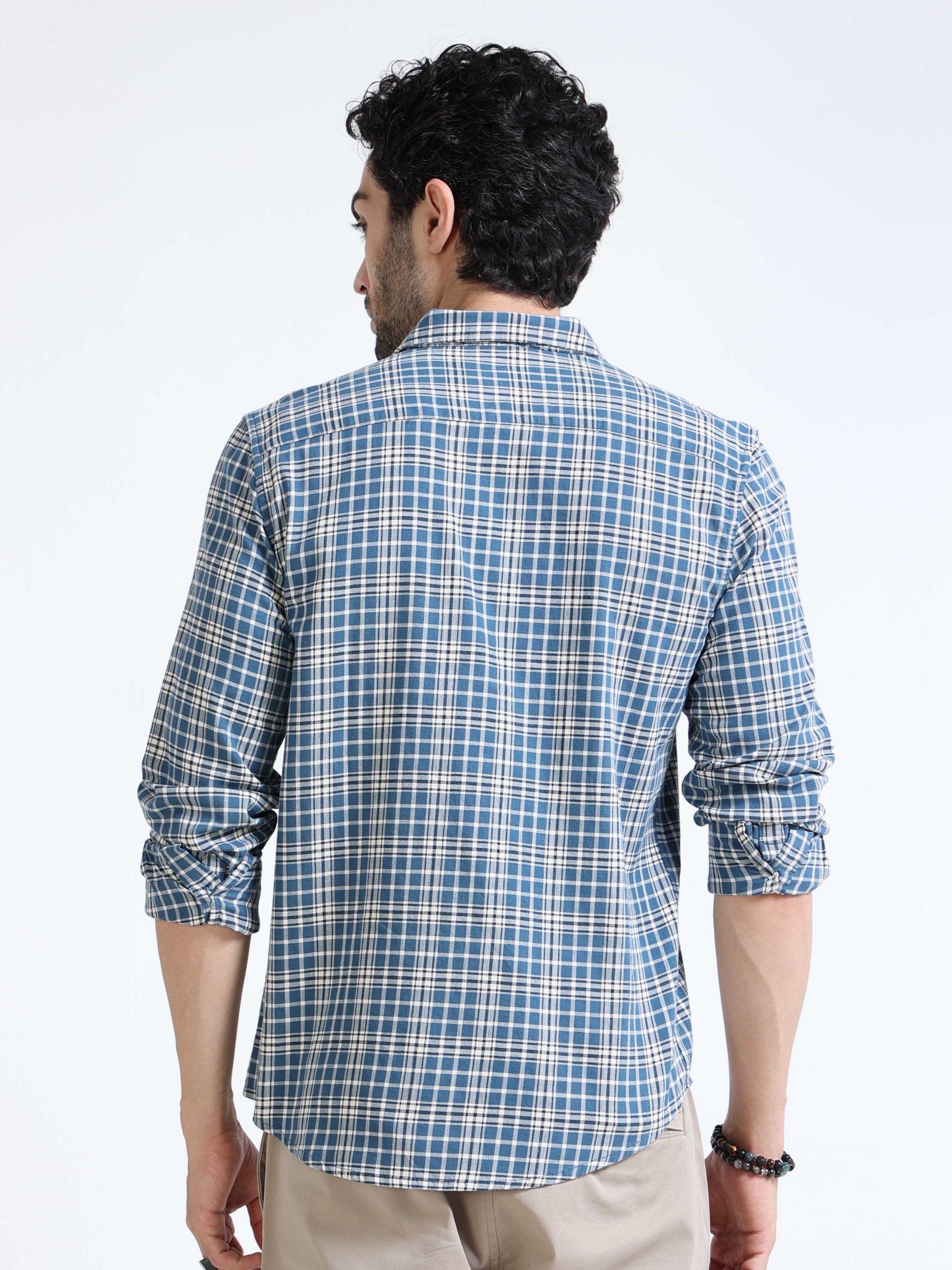 Men Blue Plaid Regular Fit Shirt