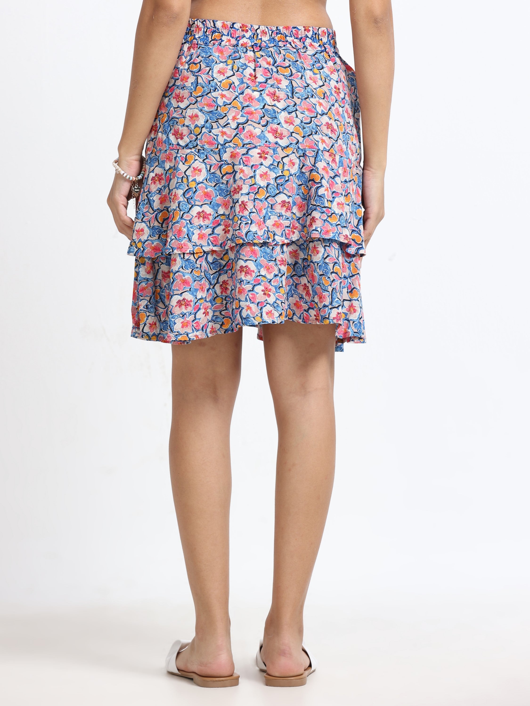 Women Layered Floral Print Skirt