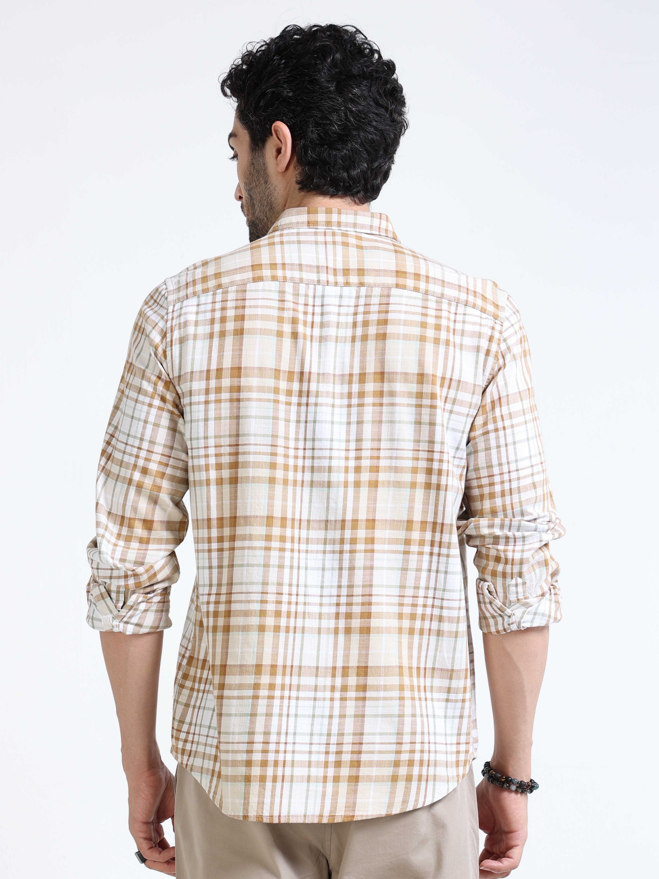 Men Brown Check Regular Fit Shirt