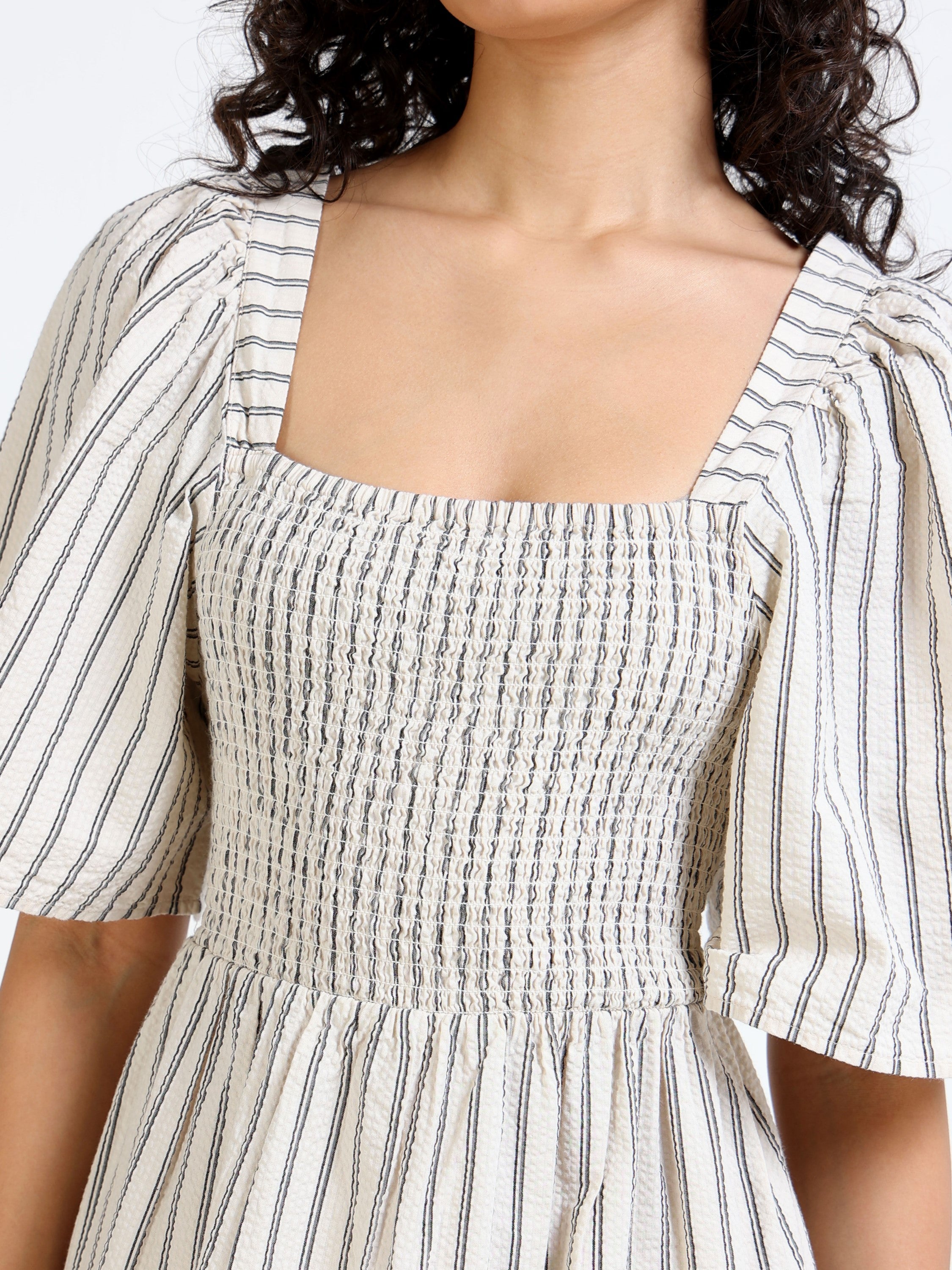 Women Beige Stripe Maxi Dress