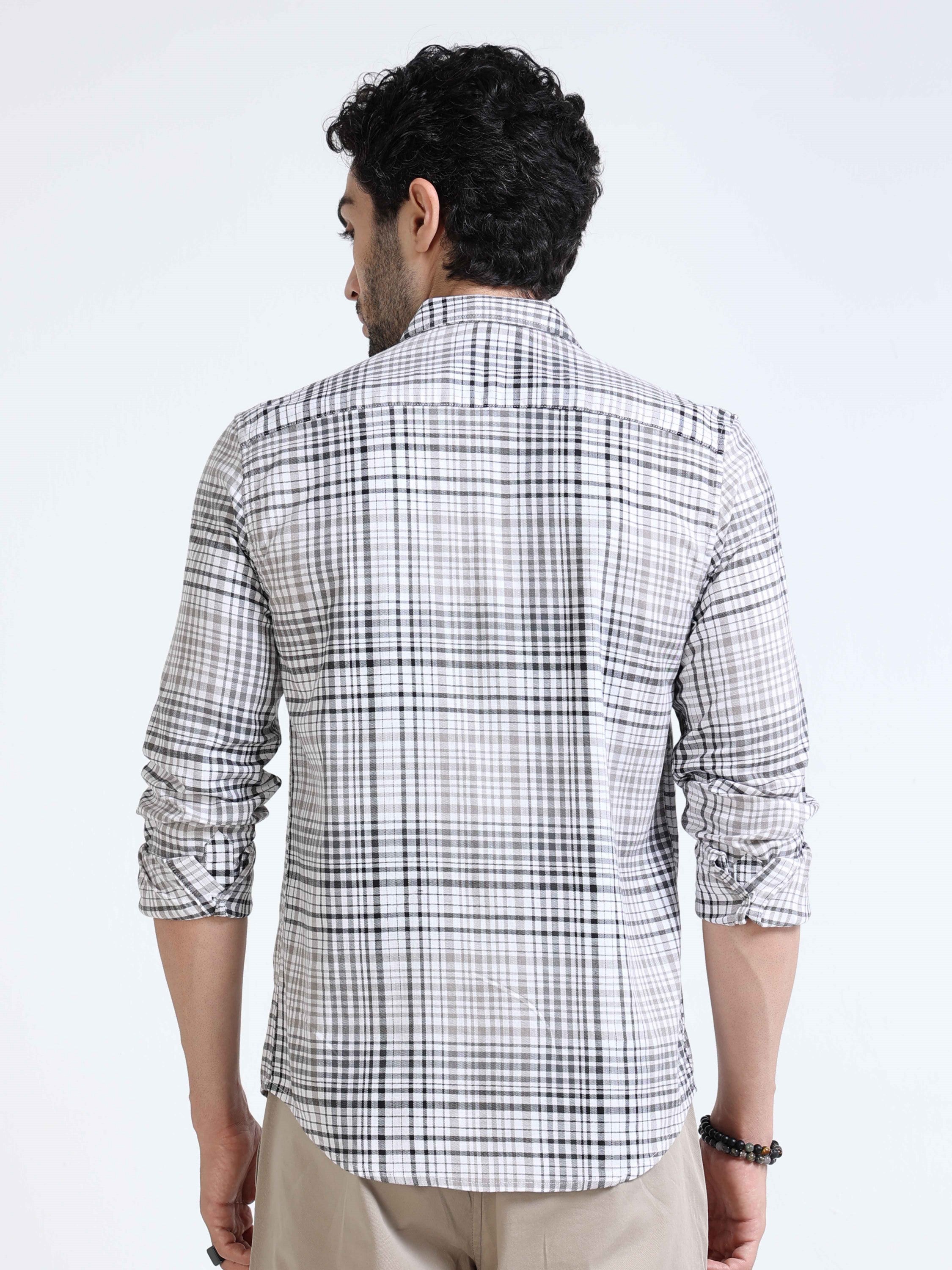 Men Grey Multi Regular Fit Check Shirt