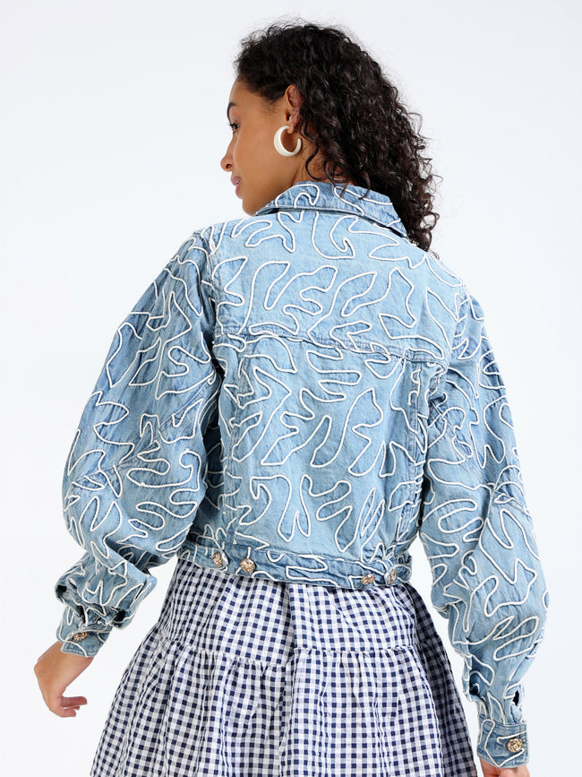 Women Embroidered Denim Jacket