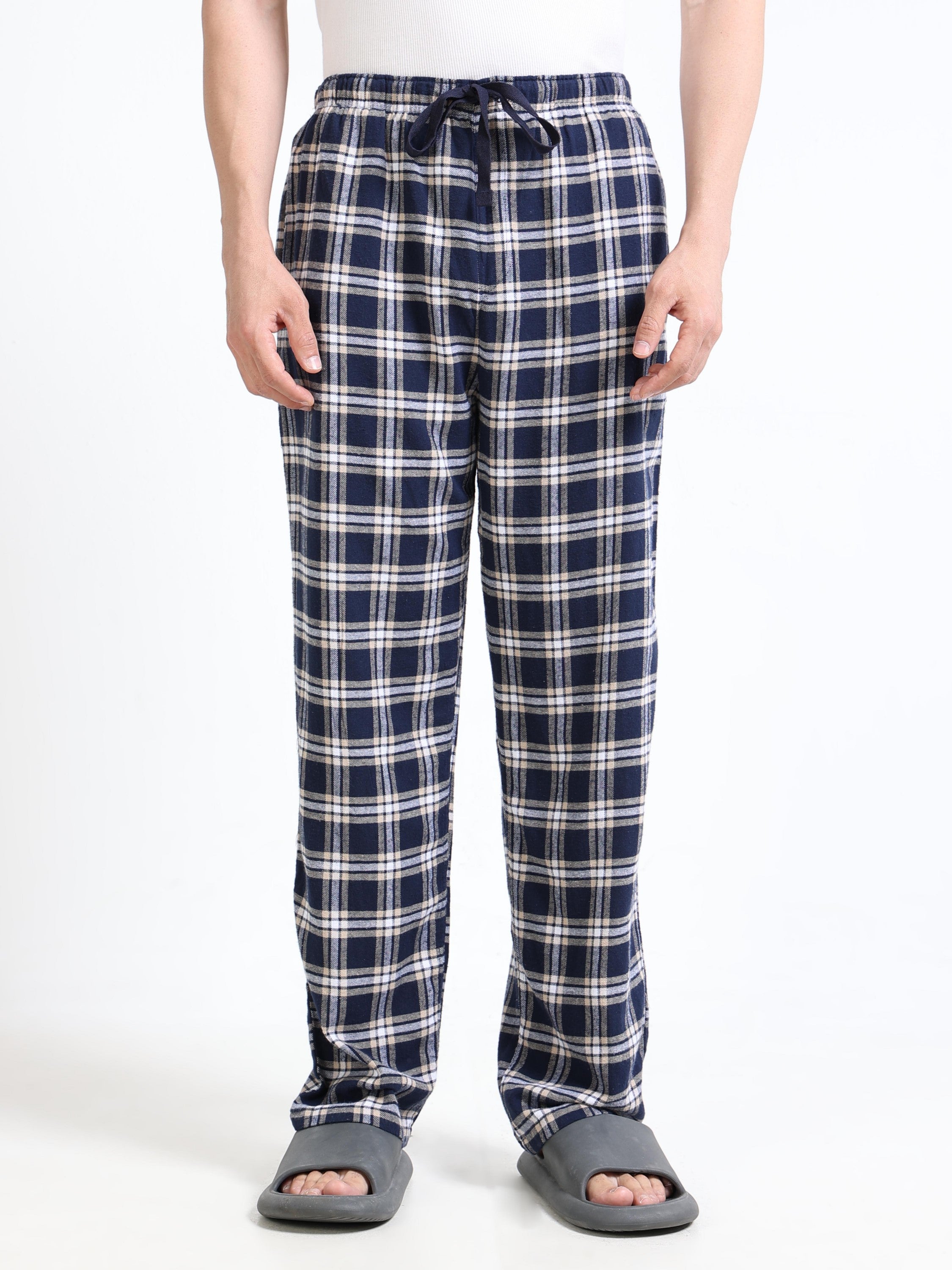 Men Navy Madras Check Lounge Pants