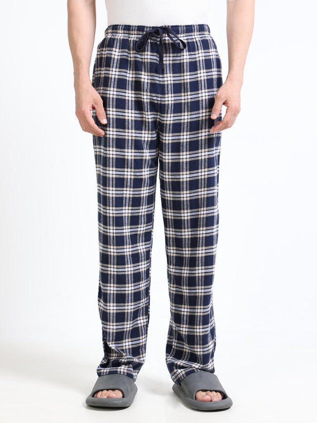 Men Navy Madras Check Lounge Pants