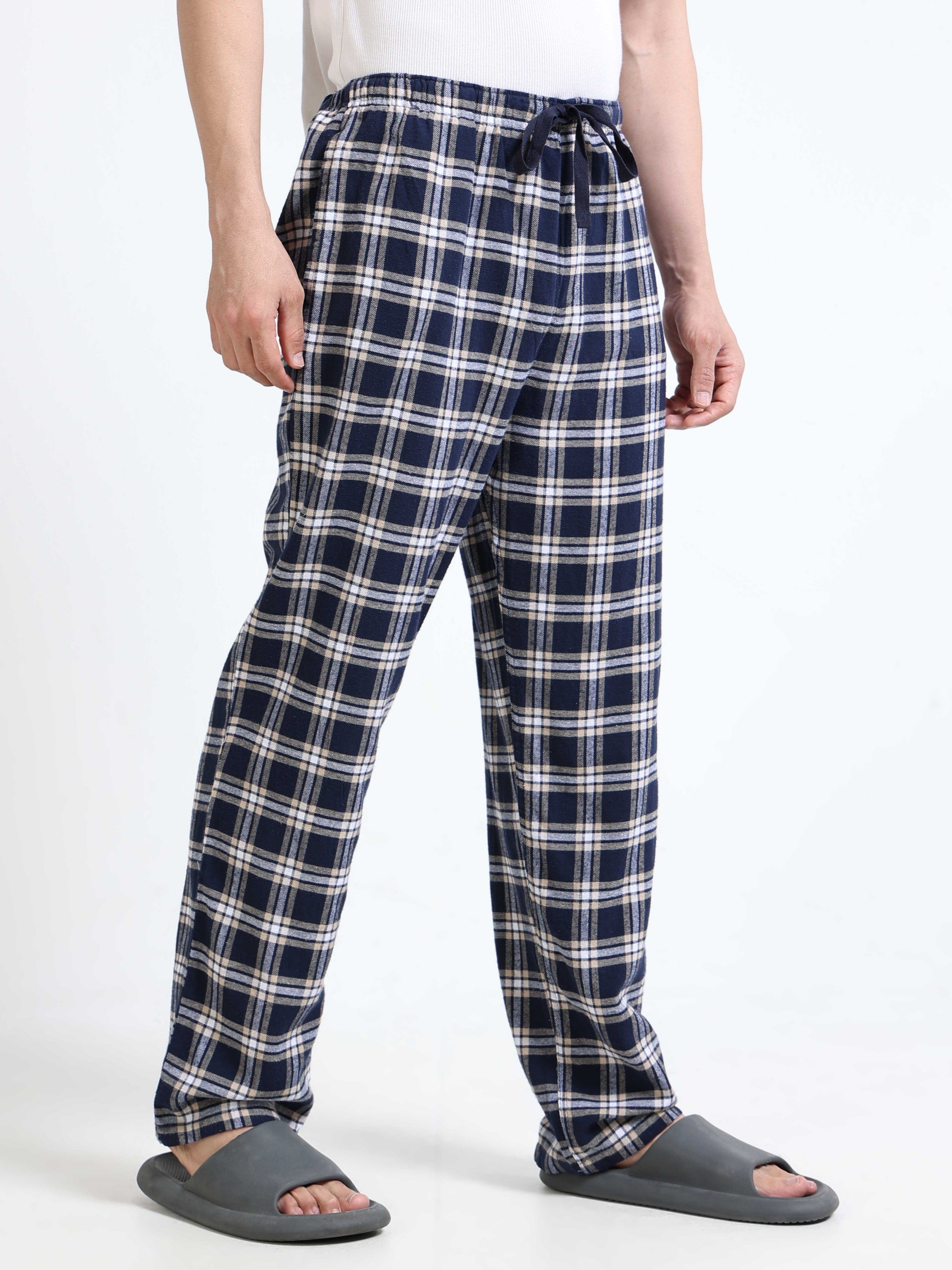 Men Navy Madras Check Lounge Pants