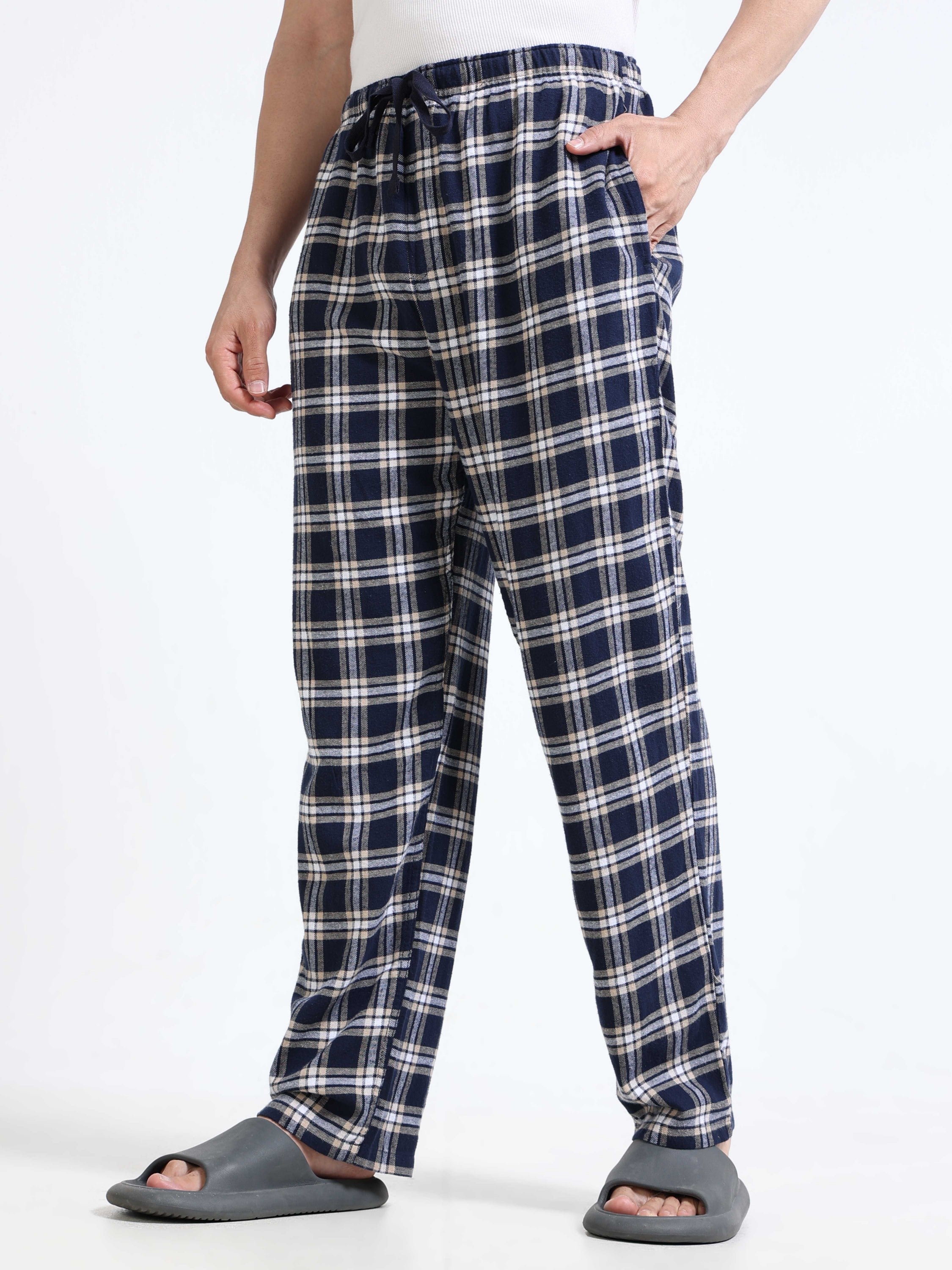 Men Navy Madras Check Lounge Pants