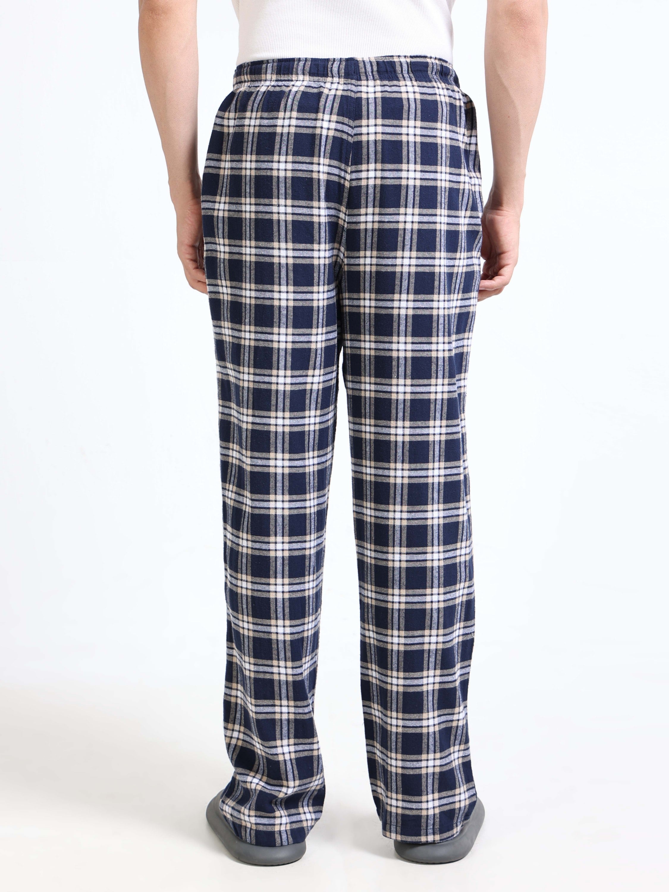 Men Navy Madras Check Lounge Pants