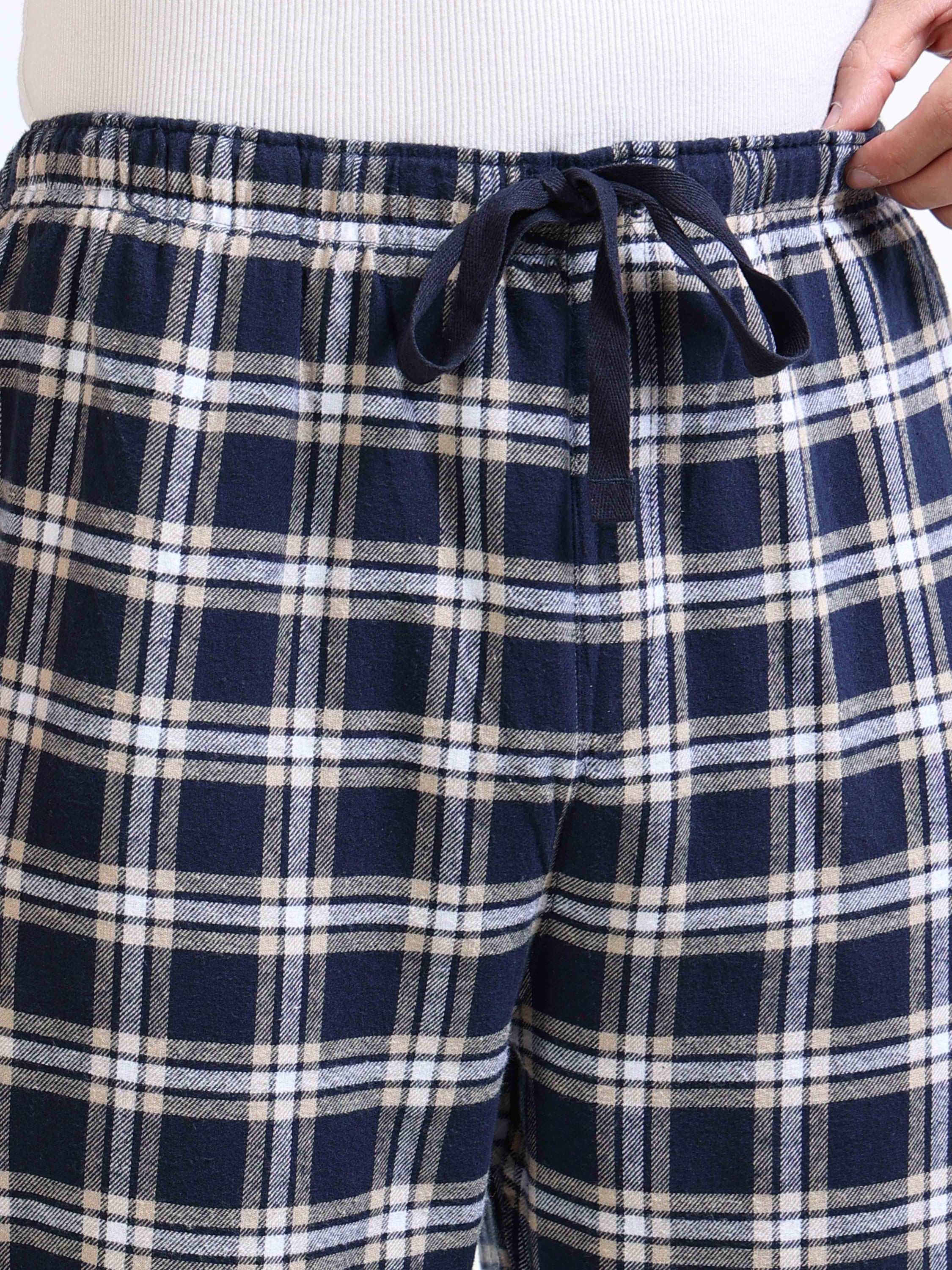 Men Navy Madras Check Lounge Pants