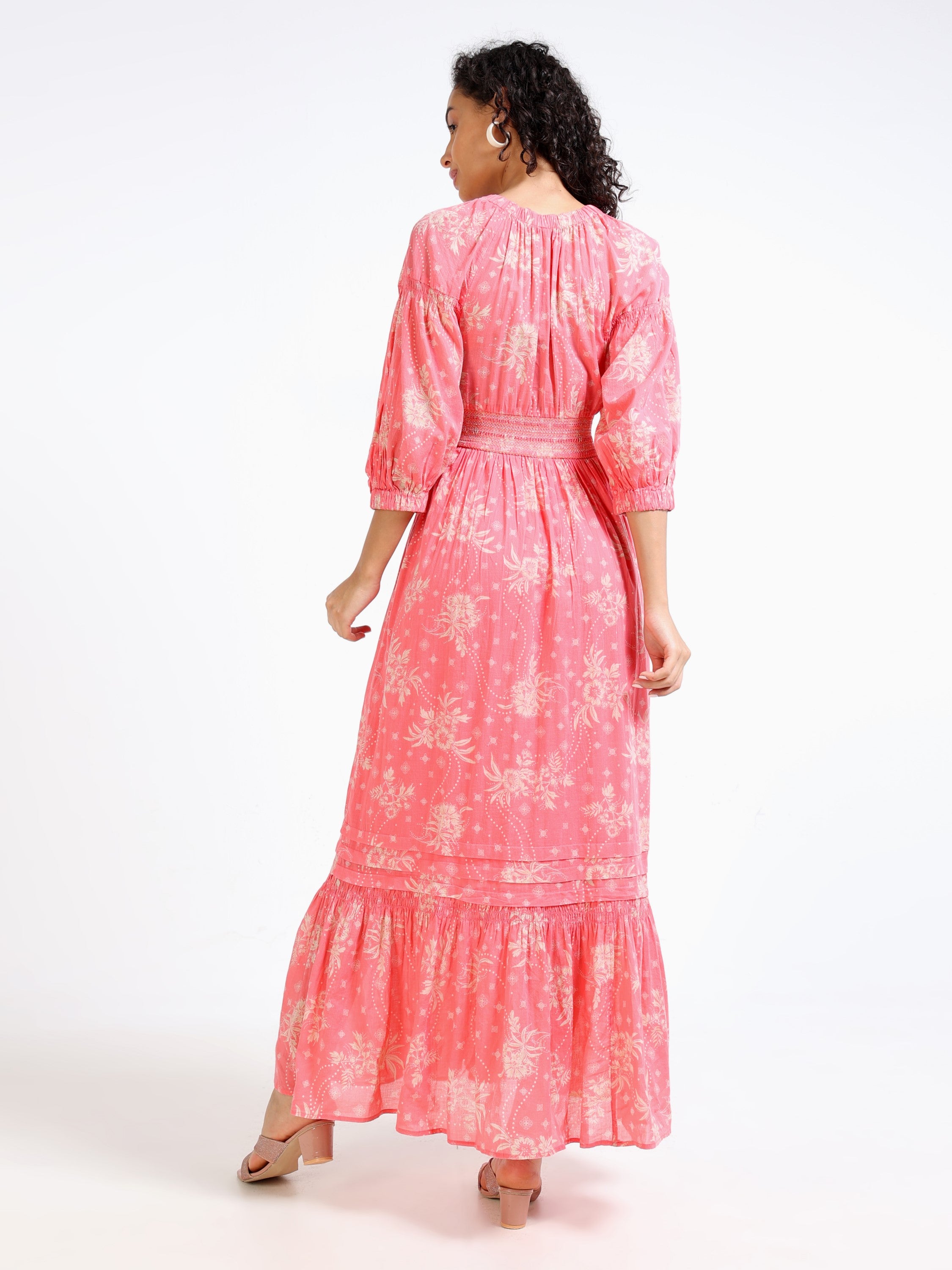 Women Pink Printed Maxi Dress