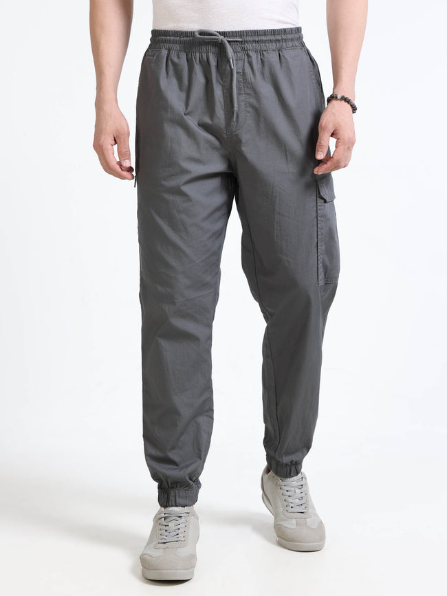 Men Grey Cargo Jogger Pants