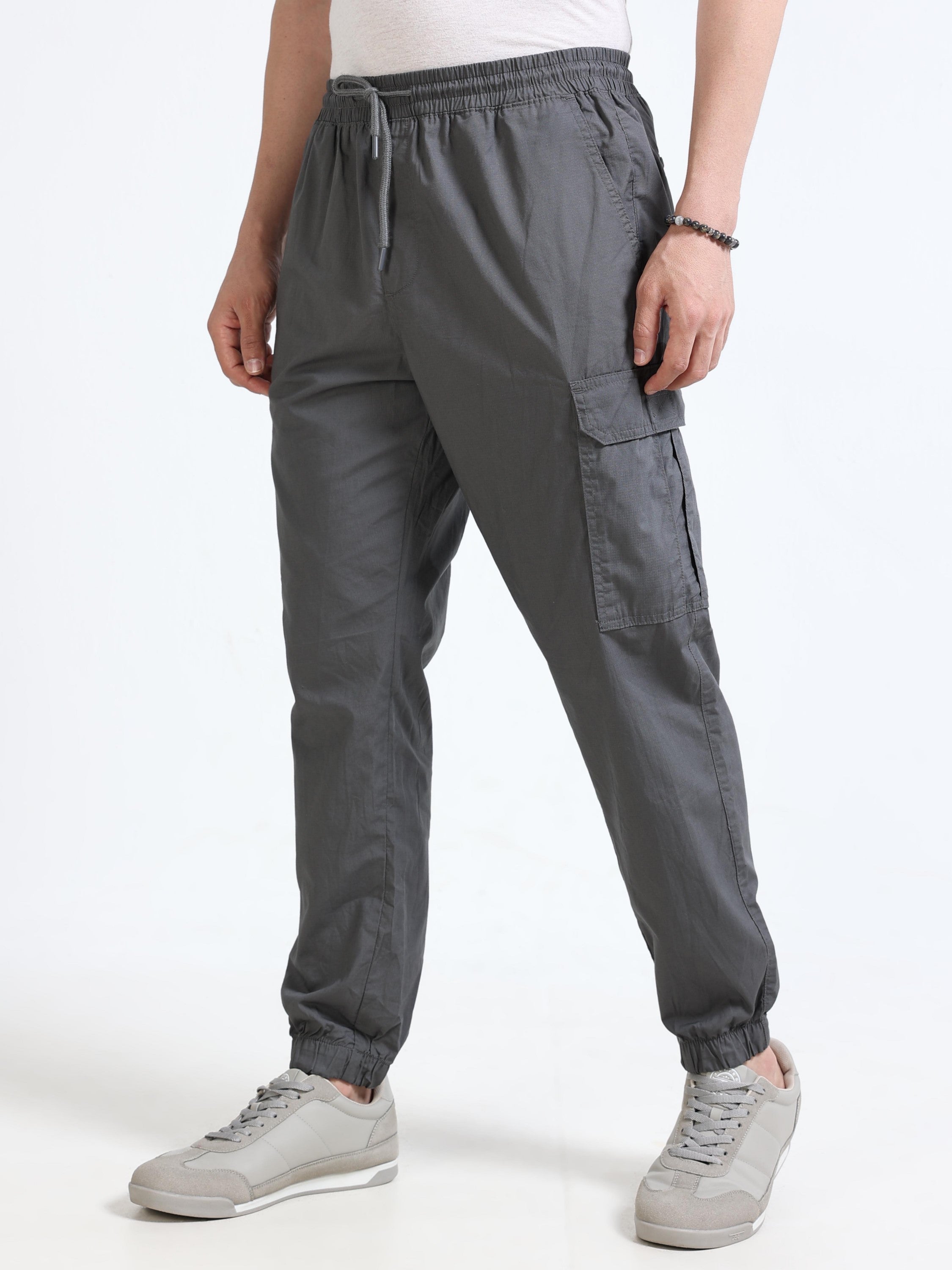 Men Grey Cargo Jogger Pants