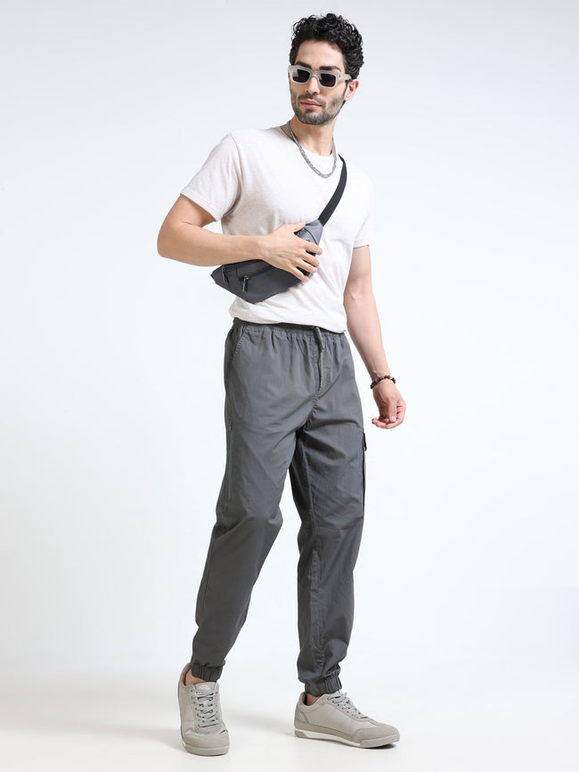 Men Grey Cargo Jogger Pants