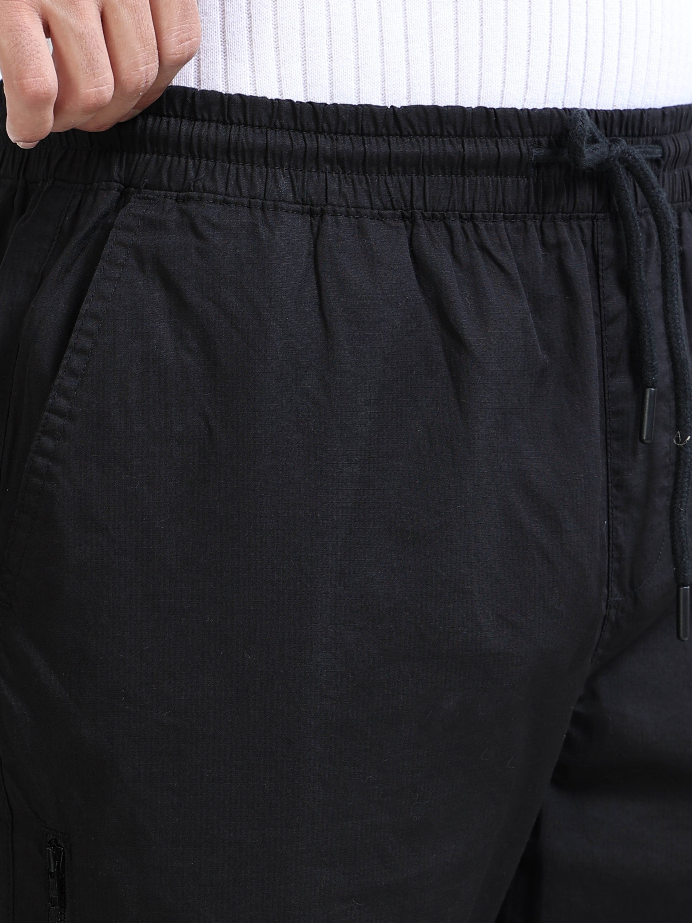 Men Black Regular Fit Cargo Jogger Pants