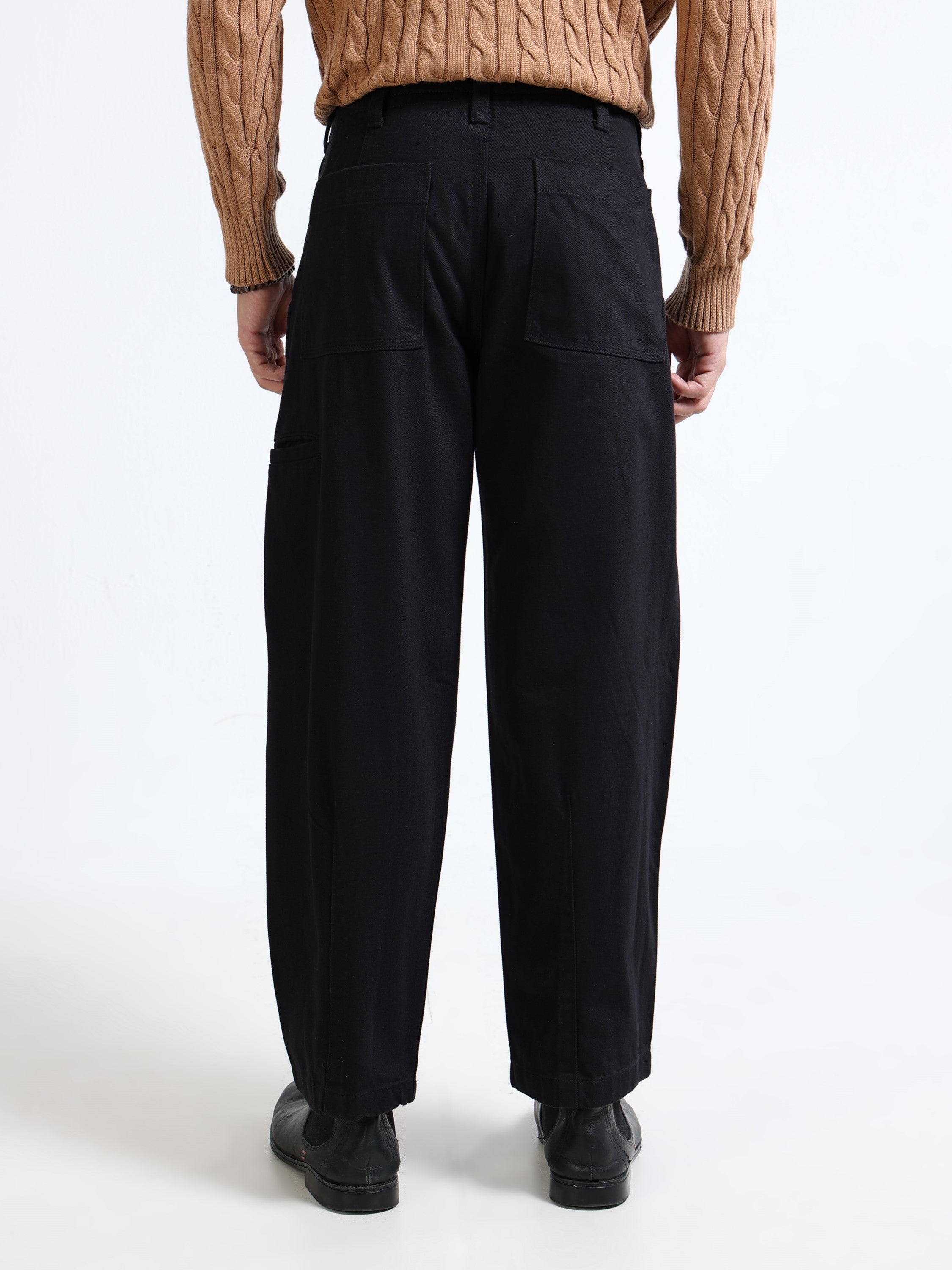 Men Black Mid Rise Pants