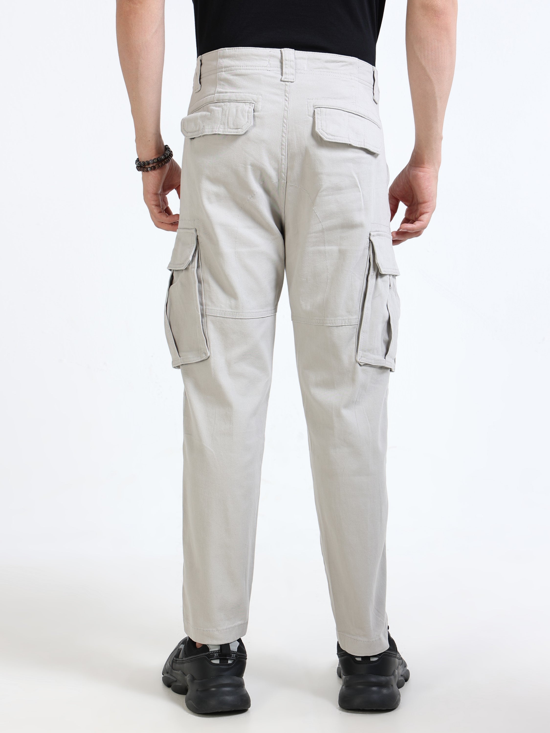 Men Beige Mid Rise Cargo Pants