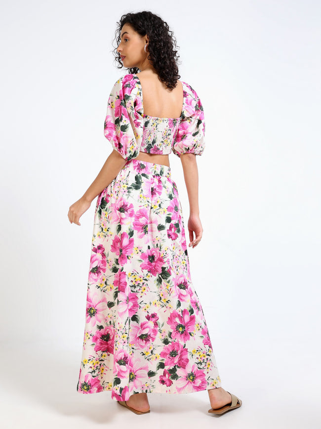 Women Floral Side Slit Co-Ord Set