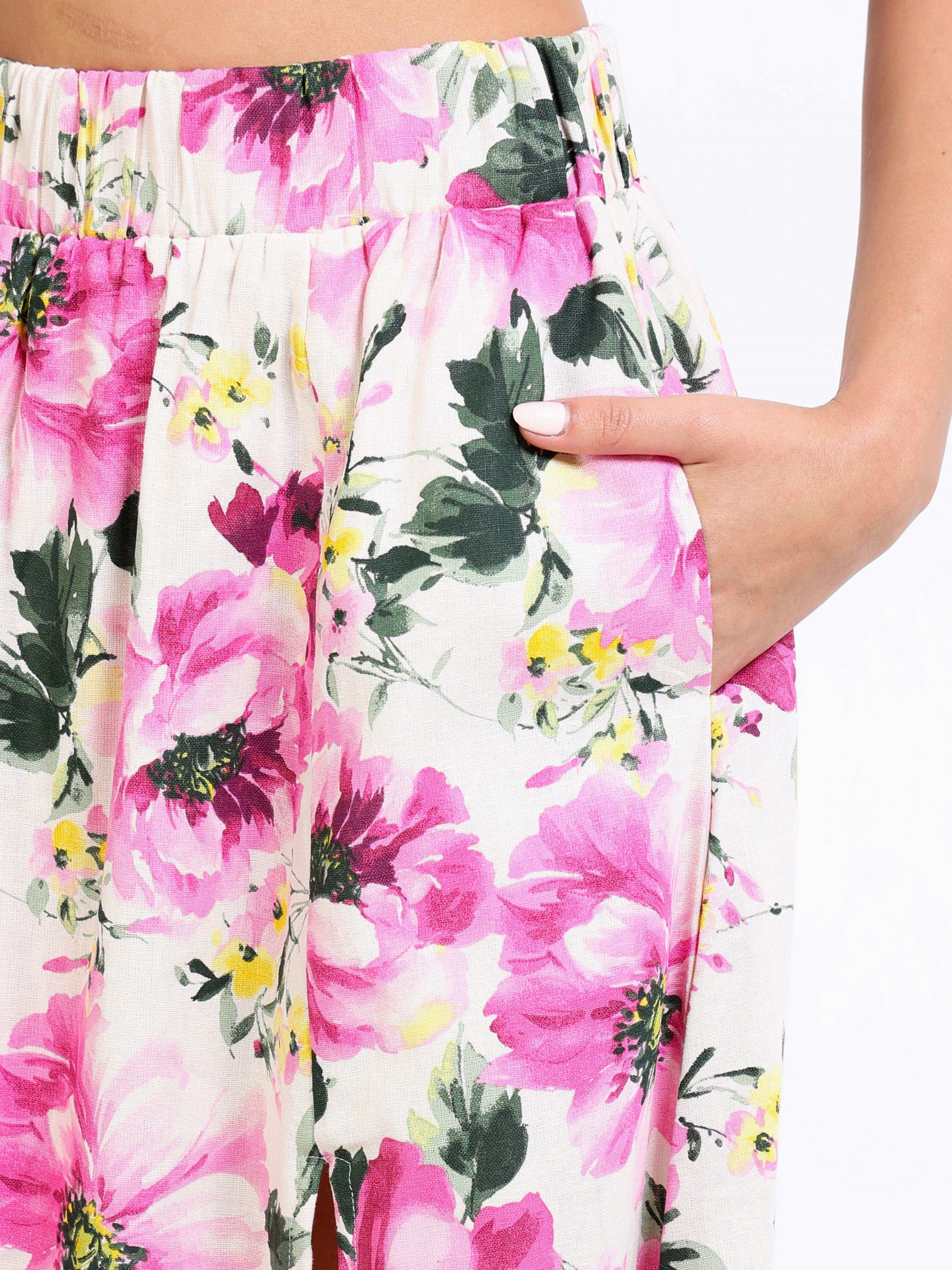 Women Floral Side Slit Co-Ord Set