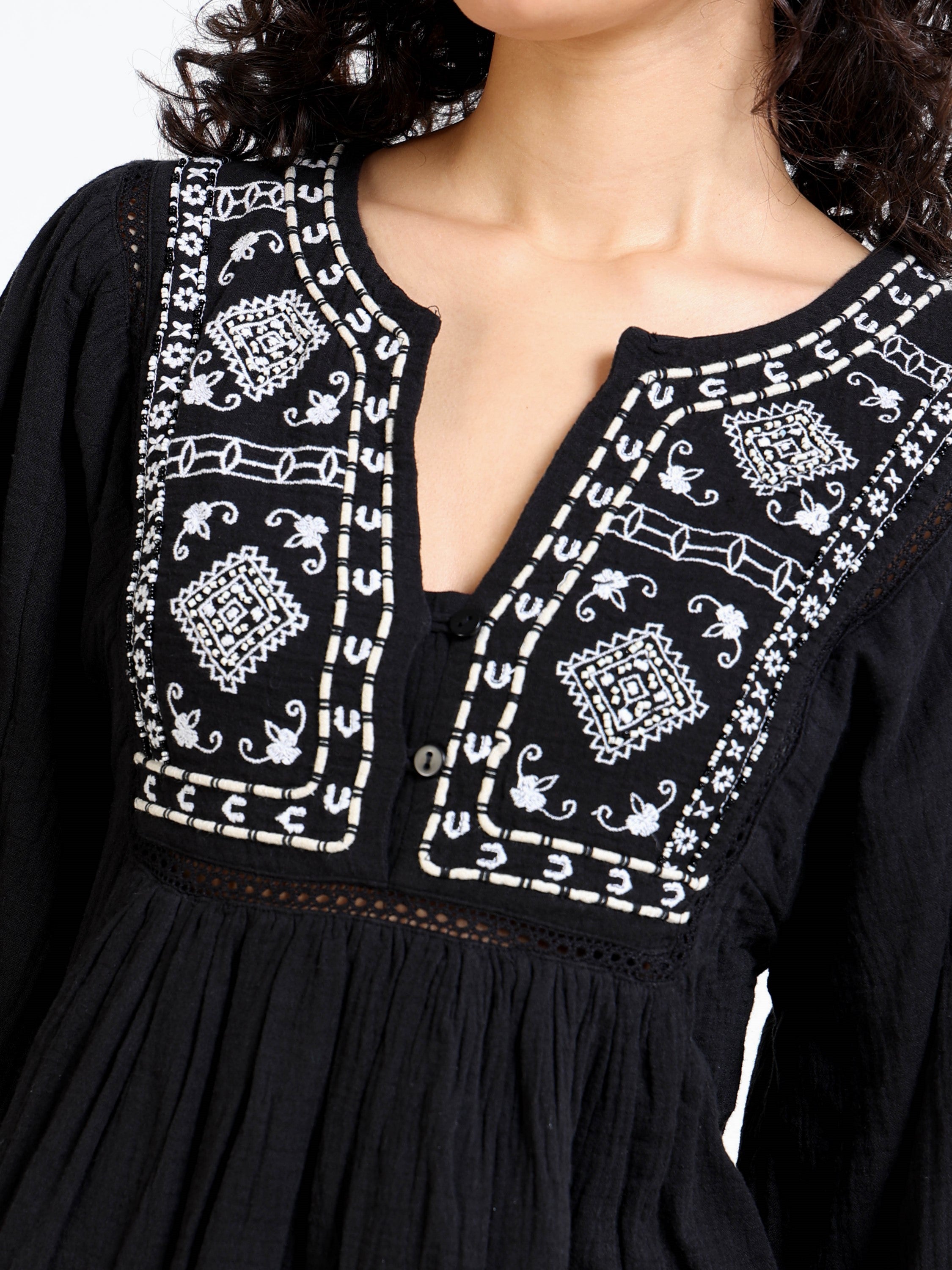 Women Black Embroidered Dress