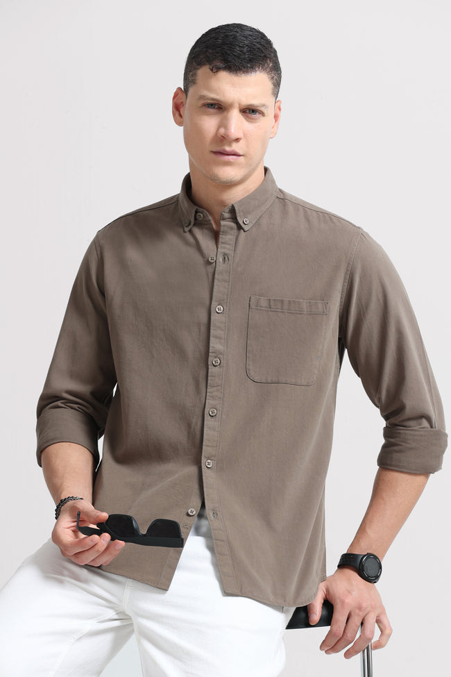 Men Olive Solid Shirt