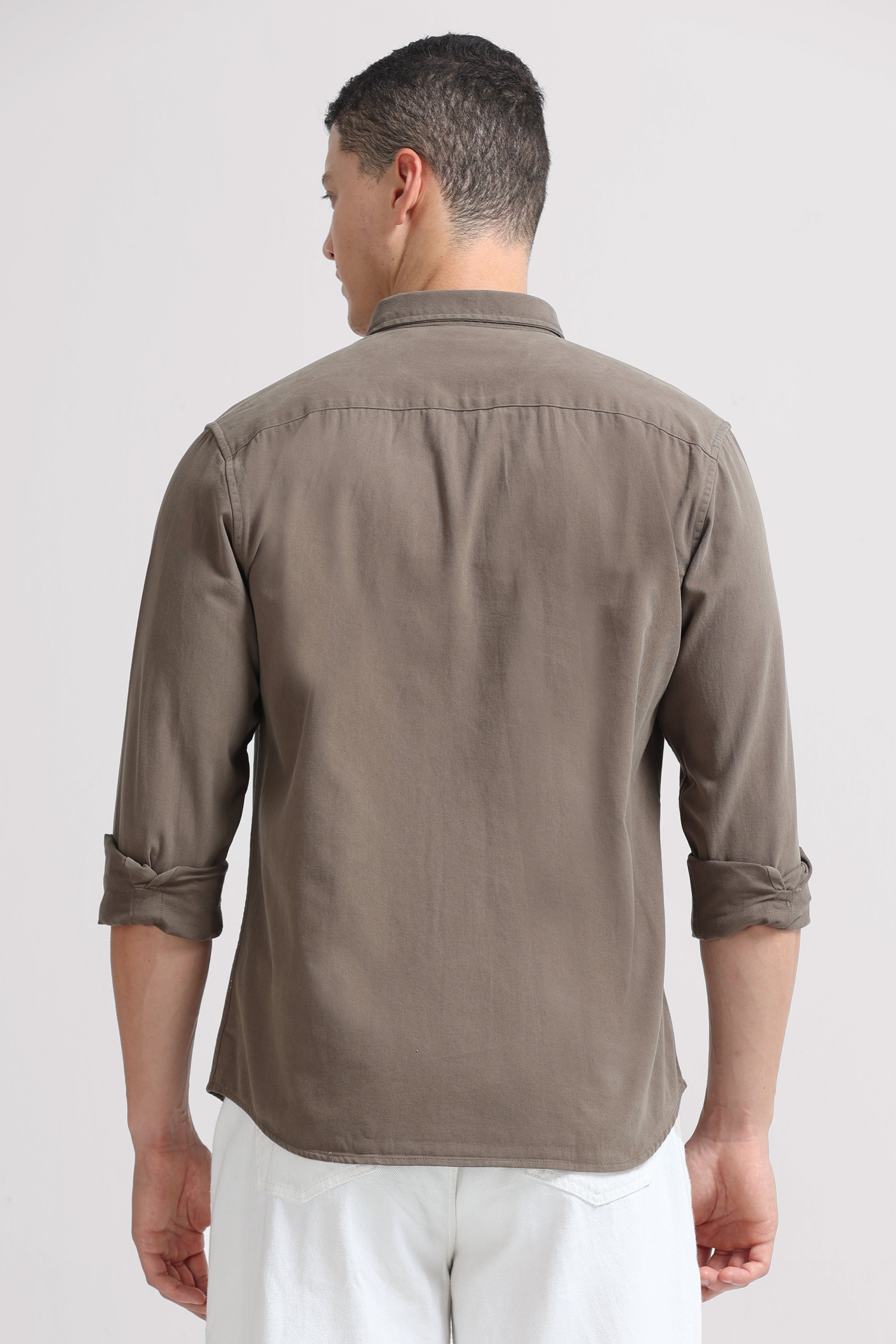 Men Olive Solid Shirt