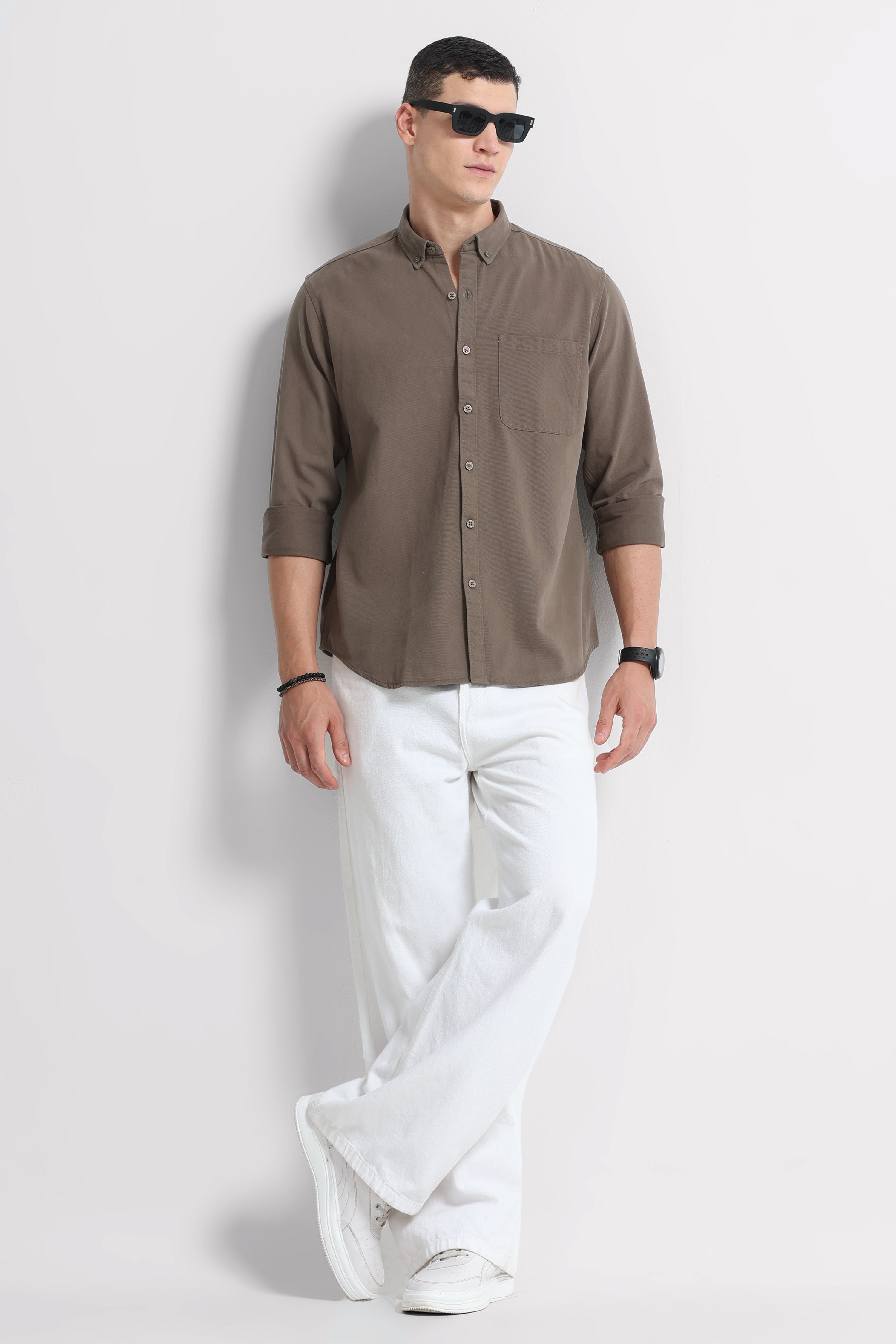 Men Olive Solid Shirt