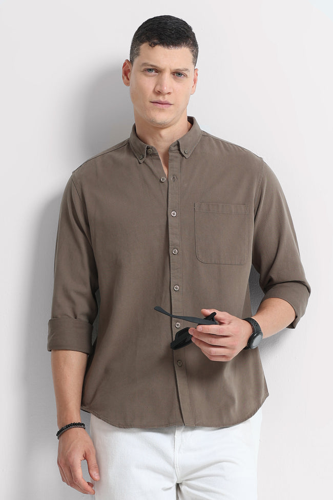 Men Olive Solid Shirt