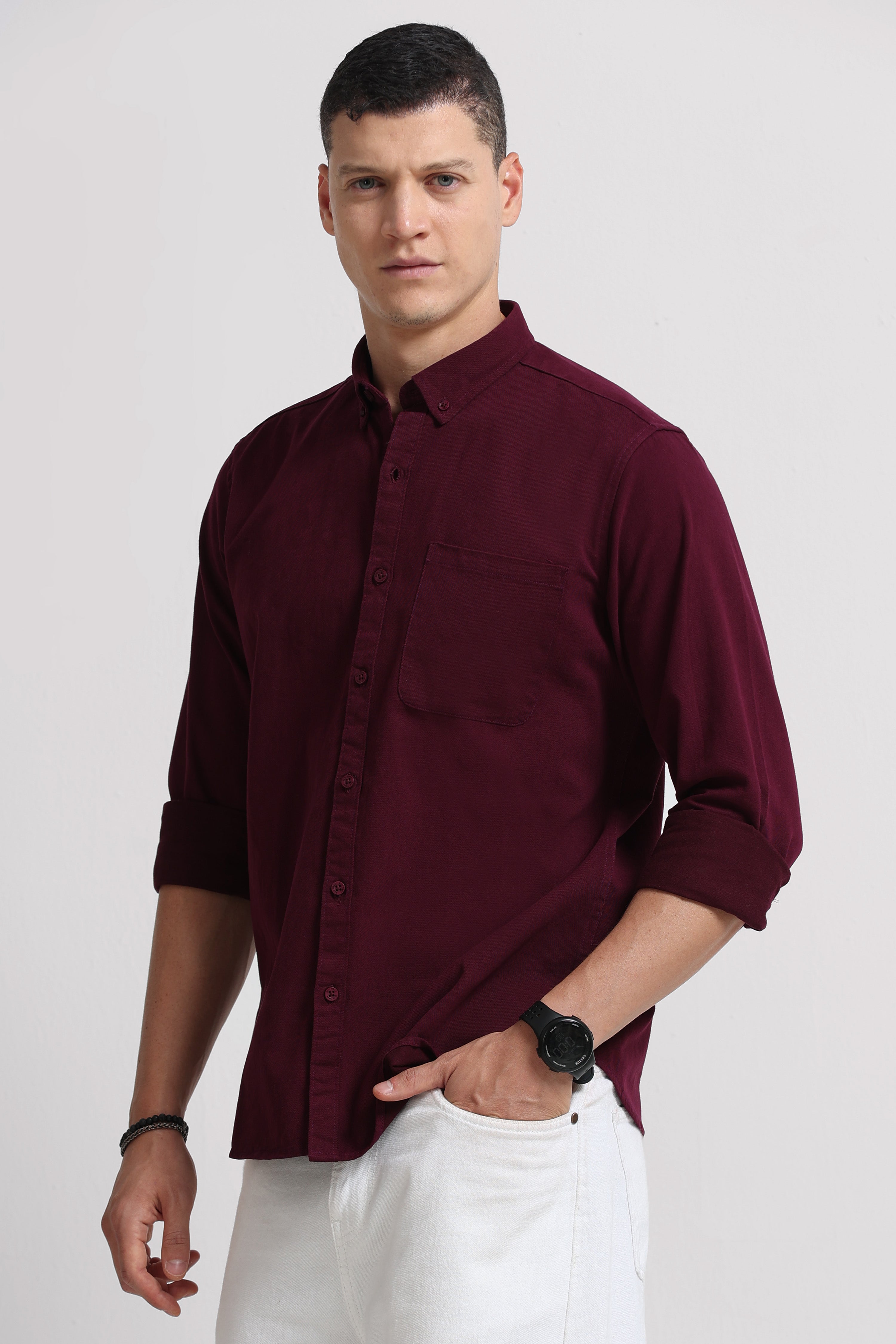 Men Maroon Everyday Essential Solid Shirt