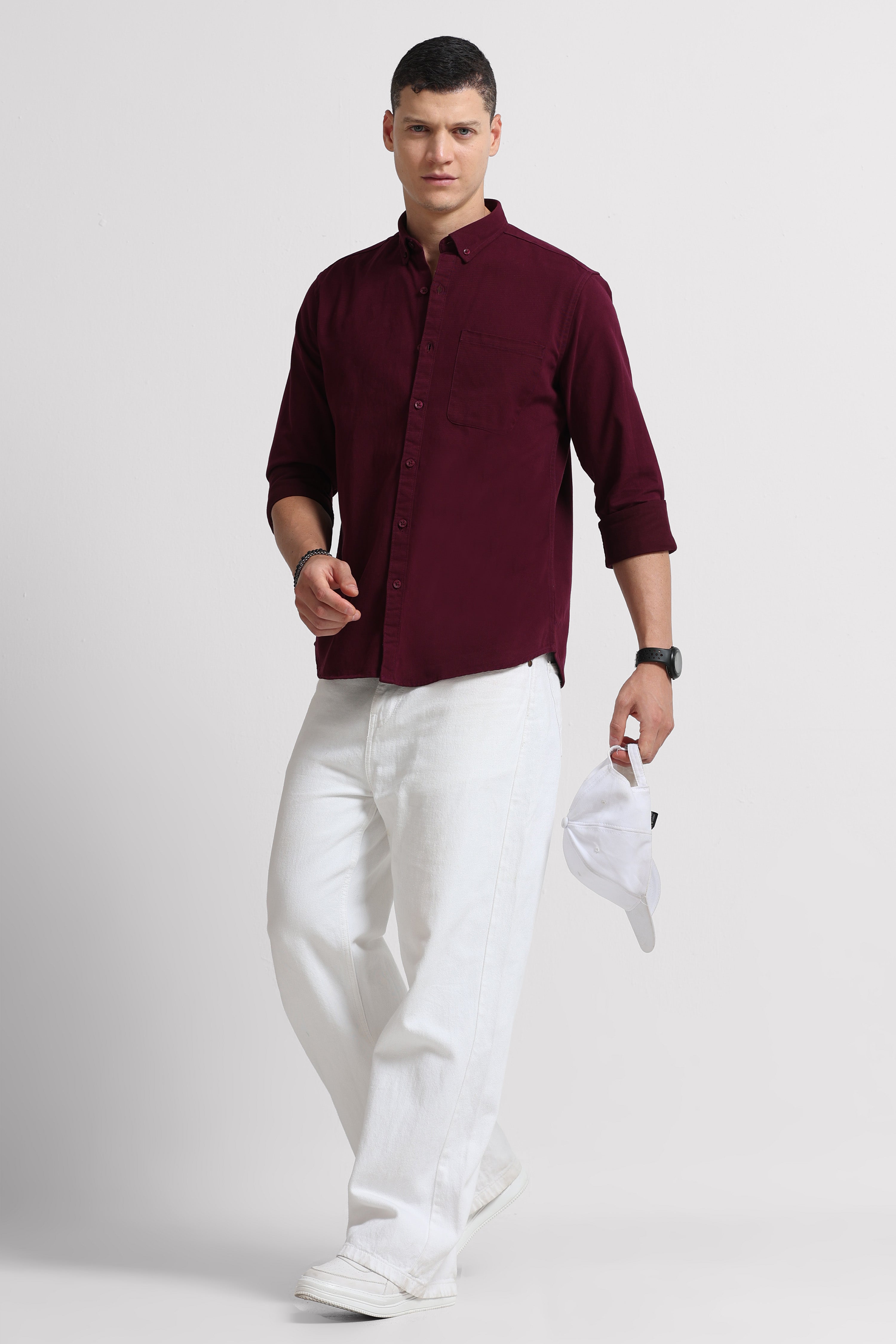Men Maroon Everyday Essential Solid Shirt
