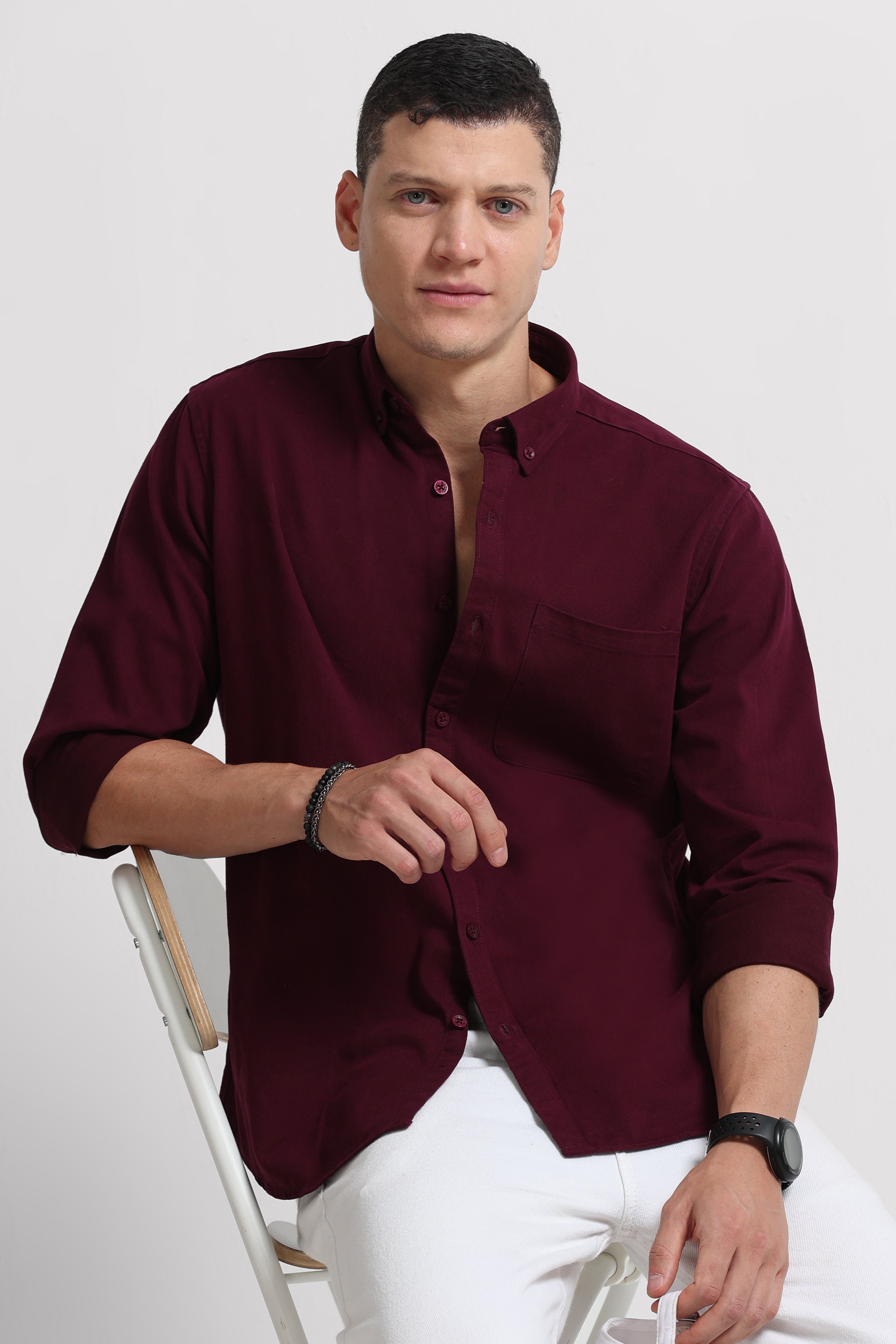 Men Maroon Everyday Essential Solid Shirt