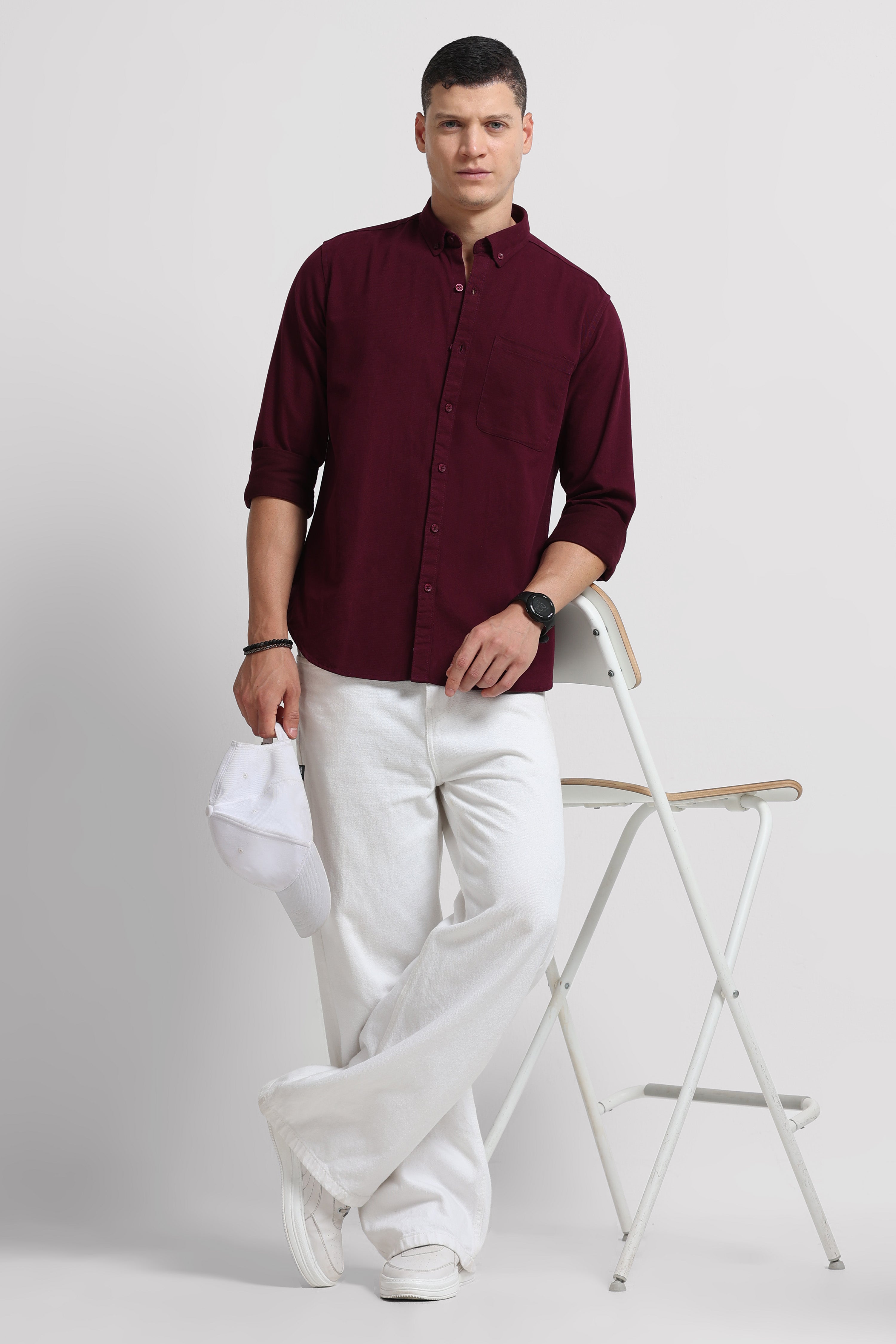 Men Maroon Everyday Essential Solid Shirt