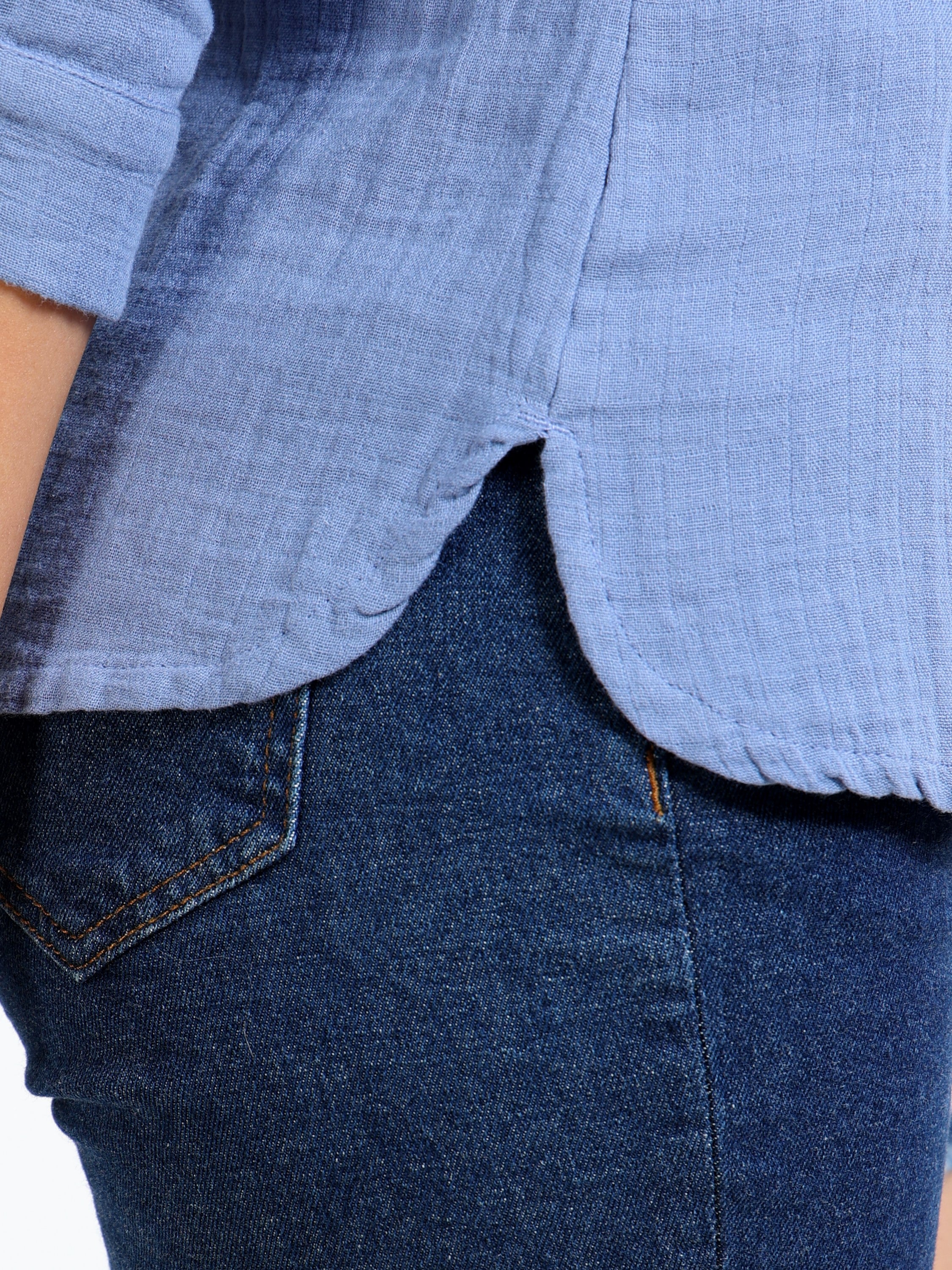 Women Blue double cloth Cotton shirt