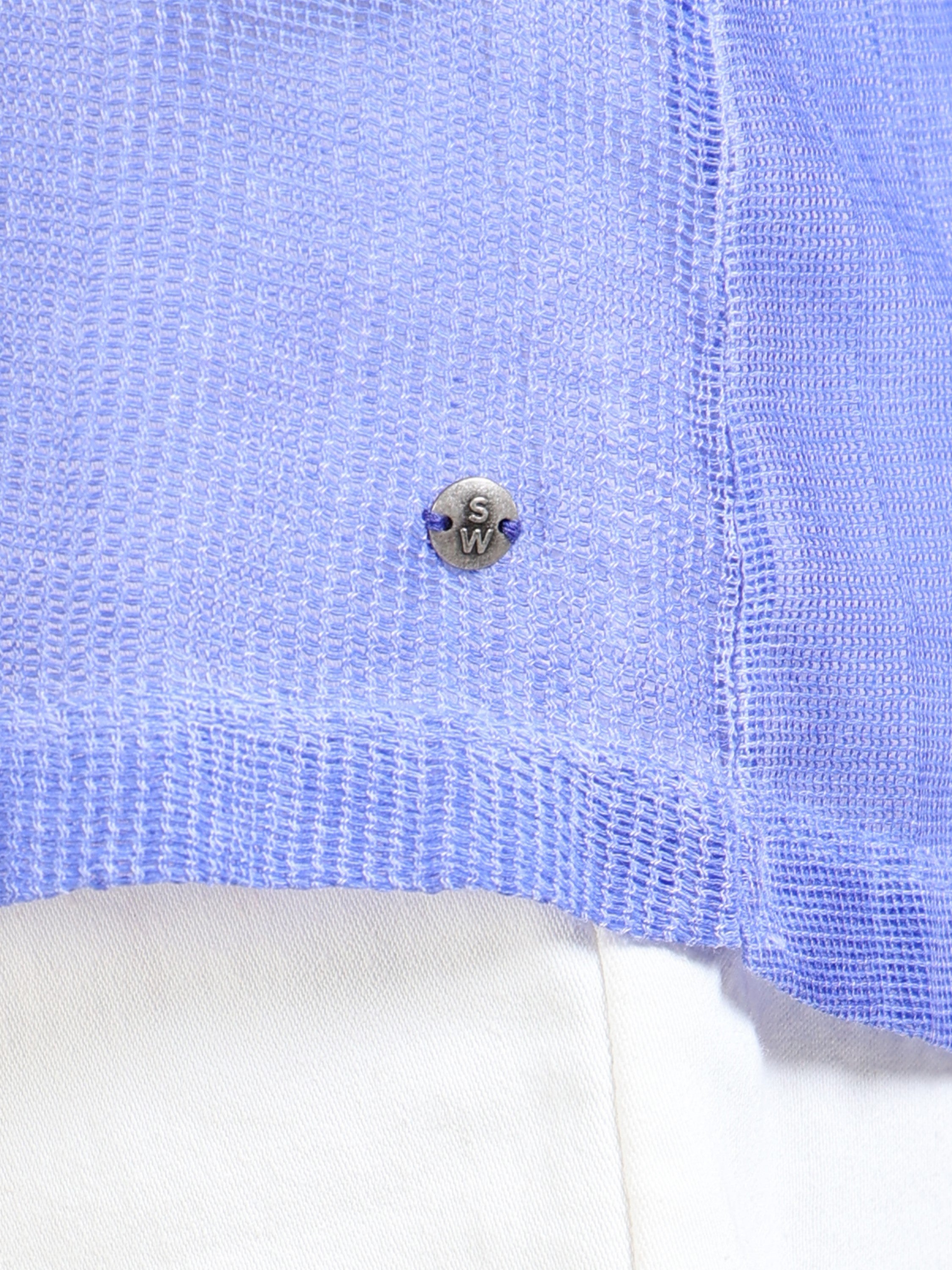 Women Blue Mesh Sheer Regular Fit Shirt