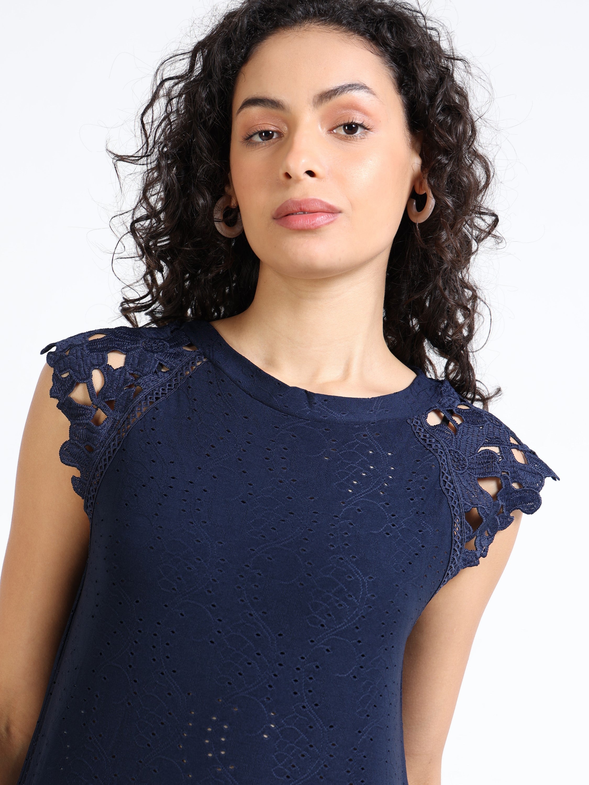 Women Navy Stylish Sleeve Top