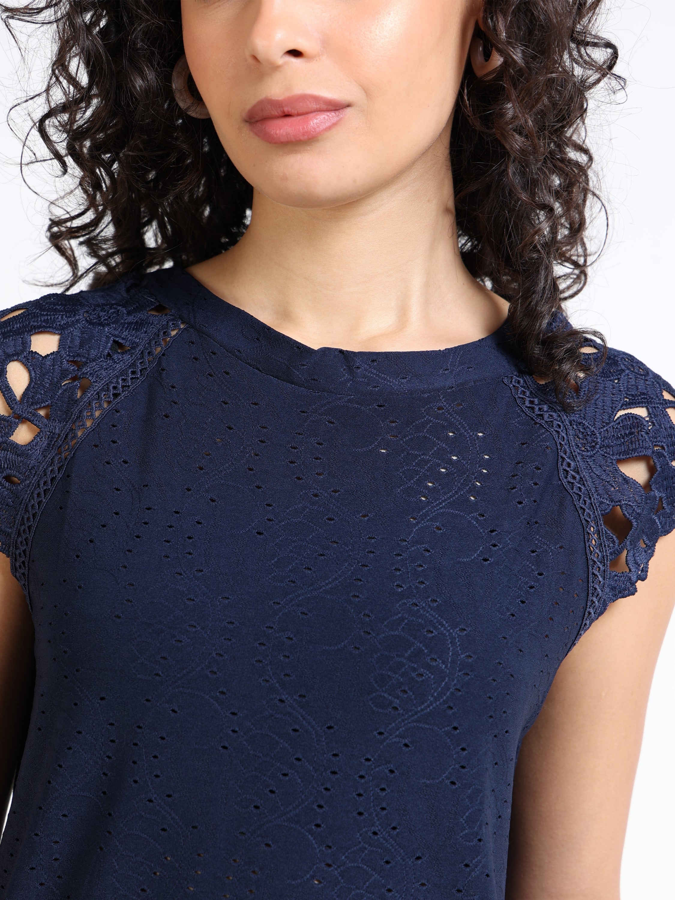 Women Navy Stylish Sleeve Top