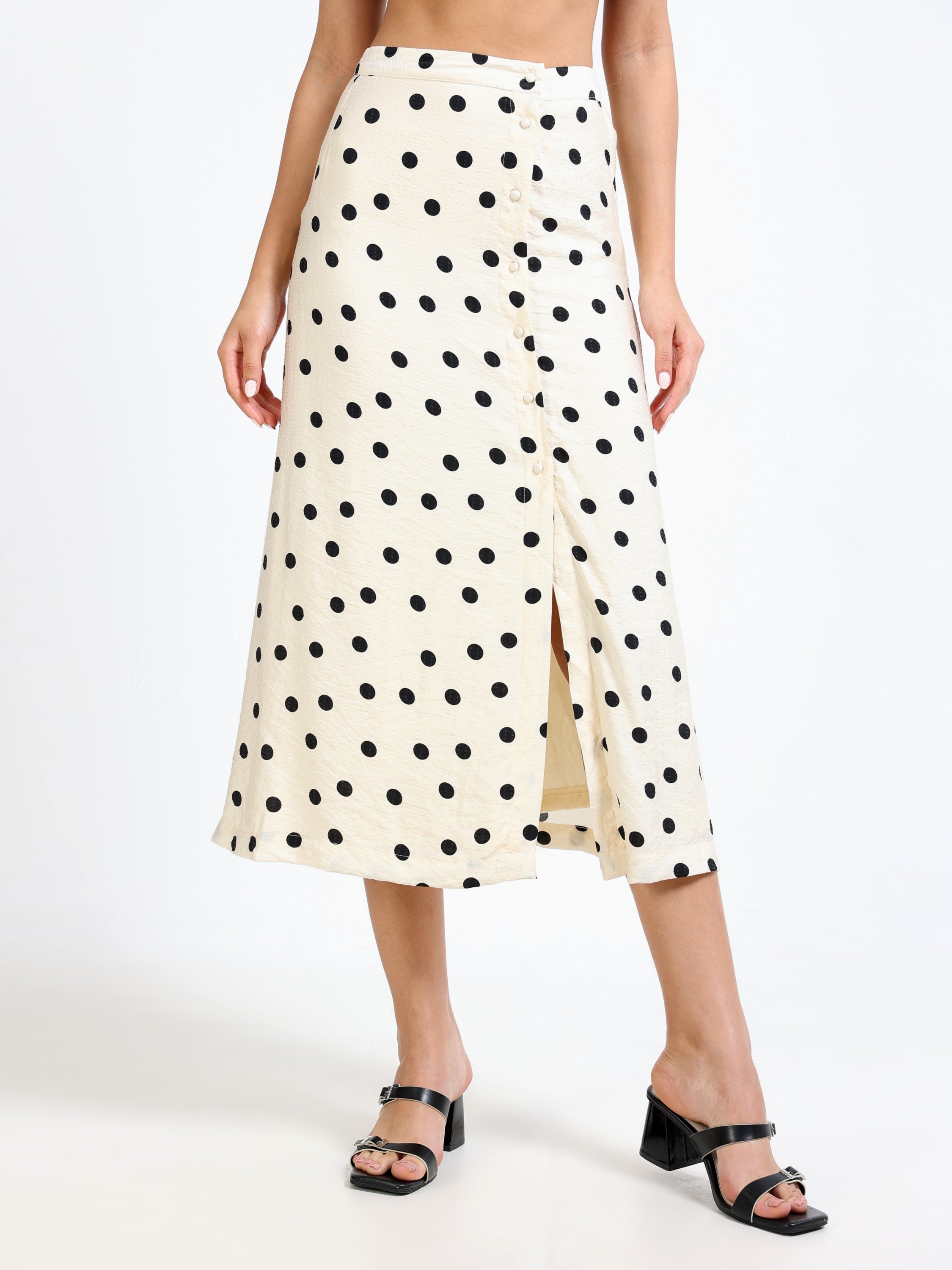 Women Polka Dot Skirt With Slit