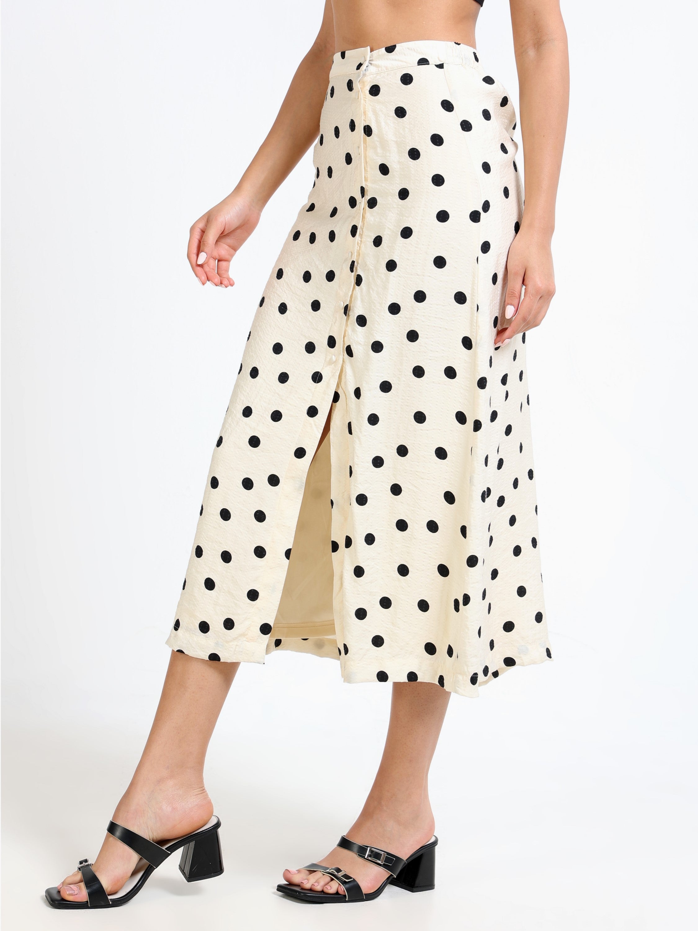 Women Polka Dot Skirt With Slit