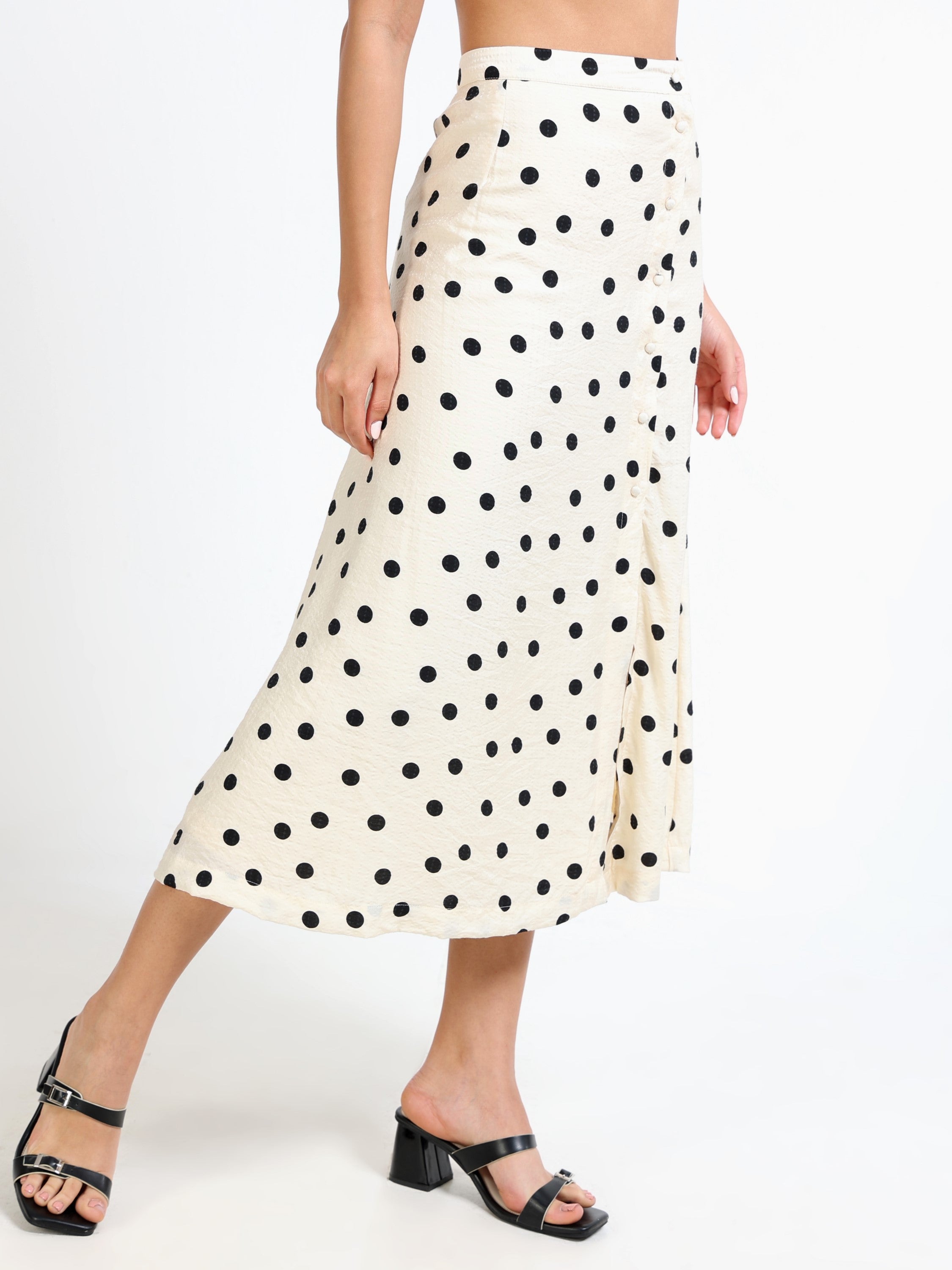 Women Polka Dot Skirt With Slit