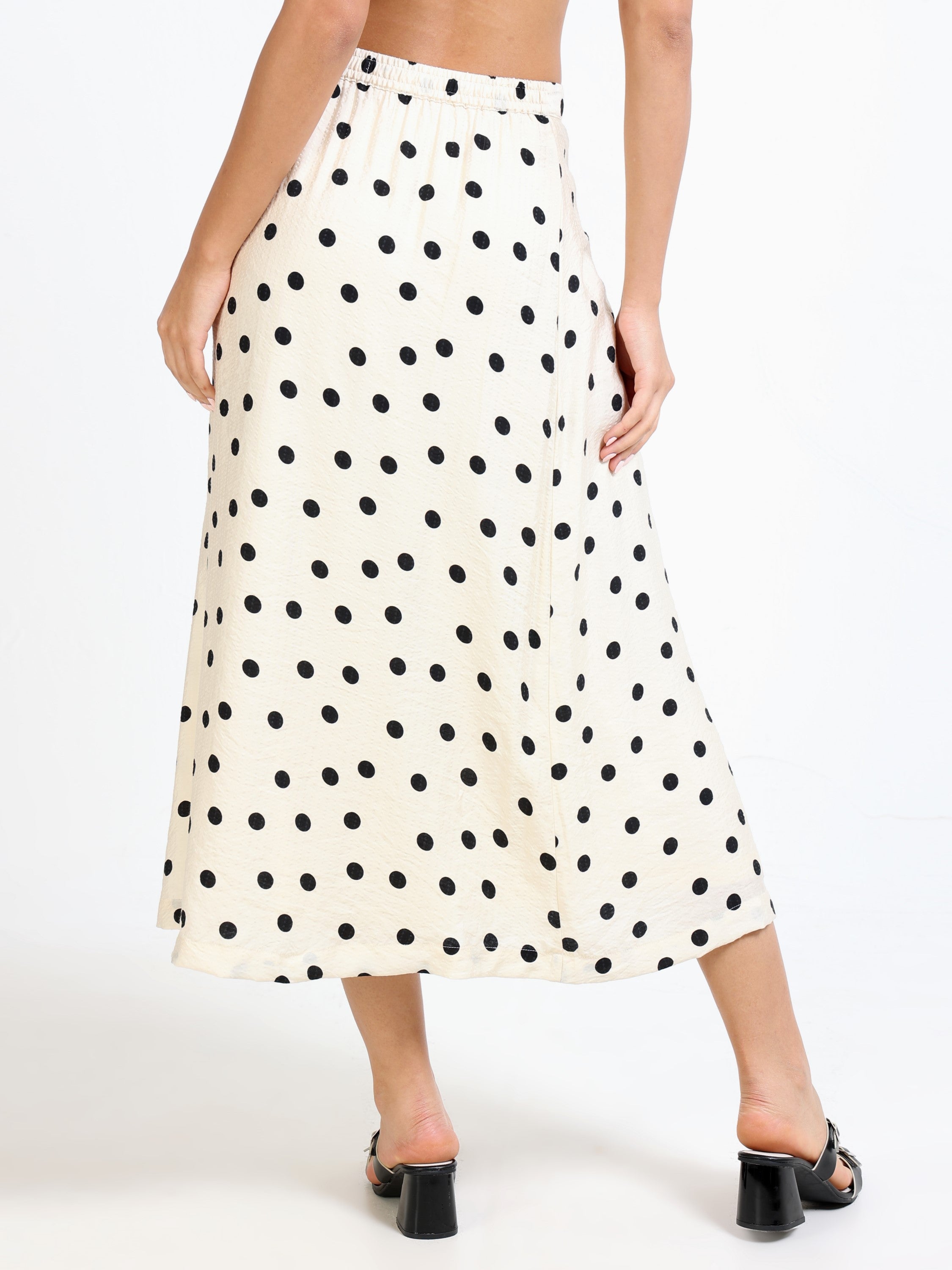 Women Polka Dot Skirt With Slit