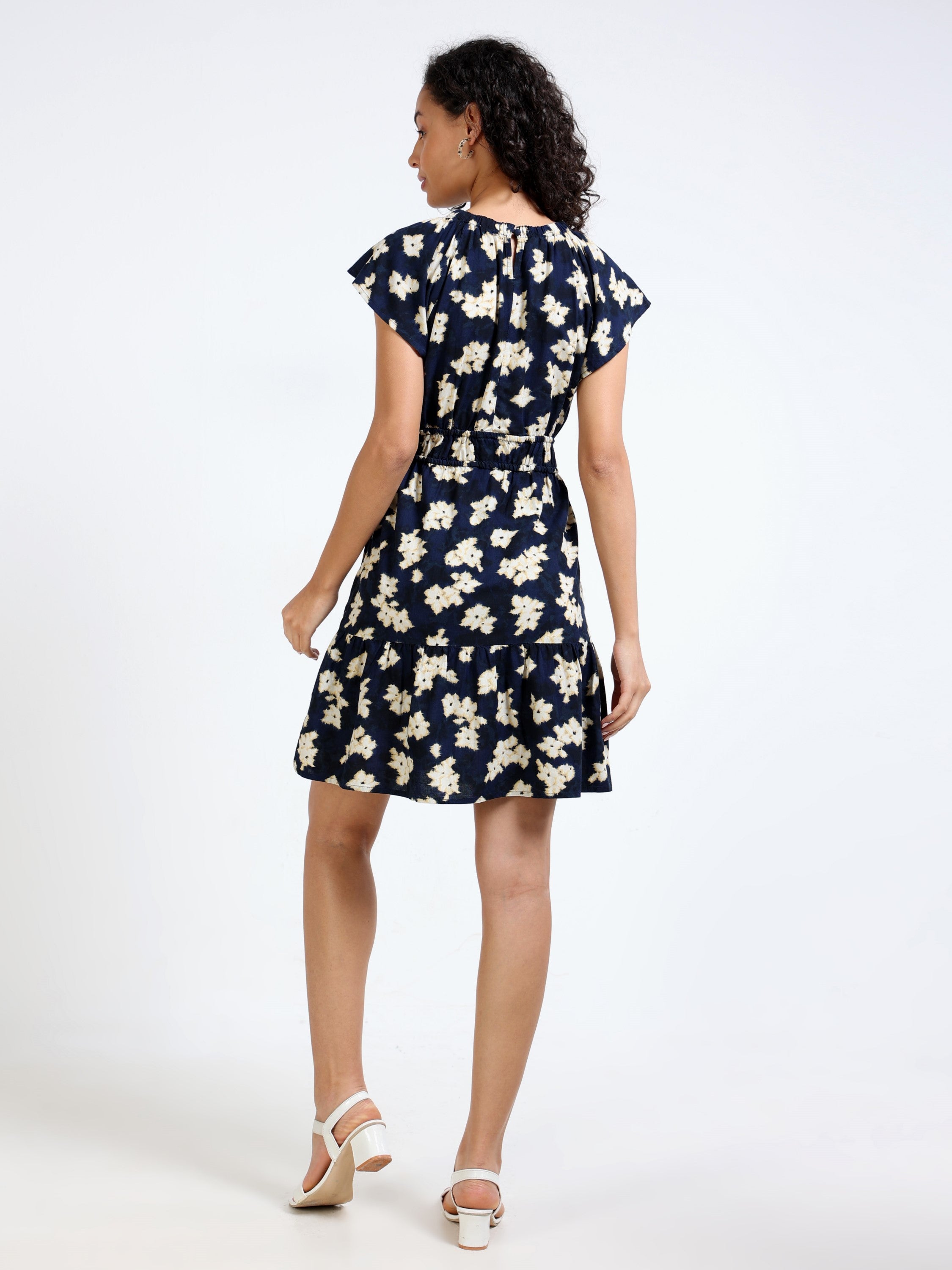 Women Black Printed Fit & Flare Dress
