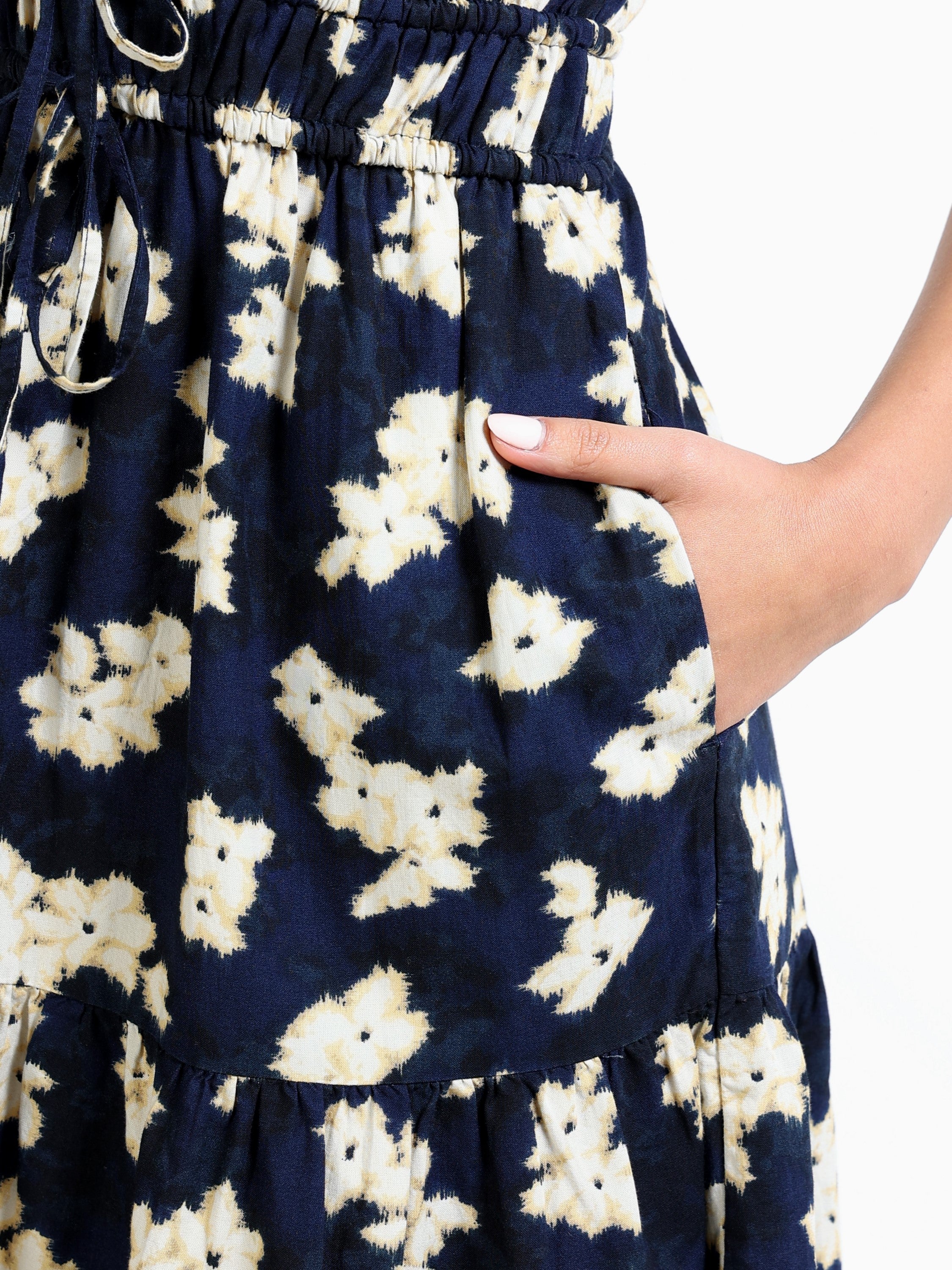 Women Black Printed Fit & Flare Dress